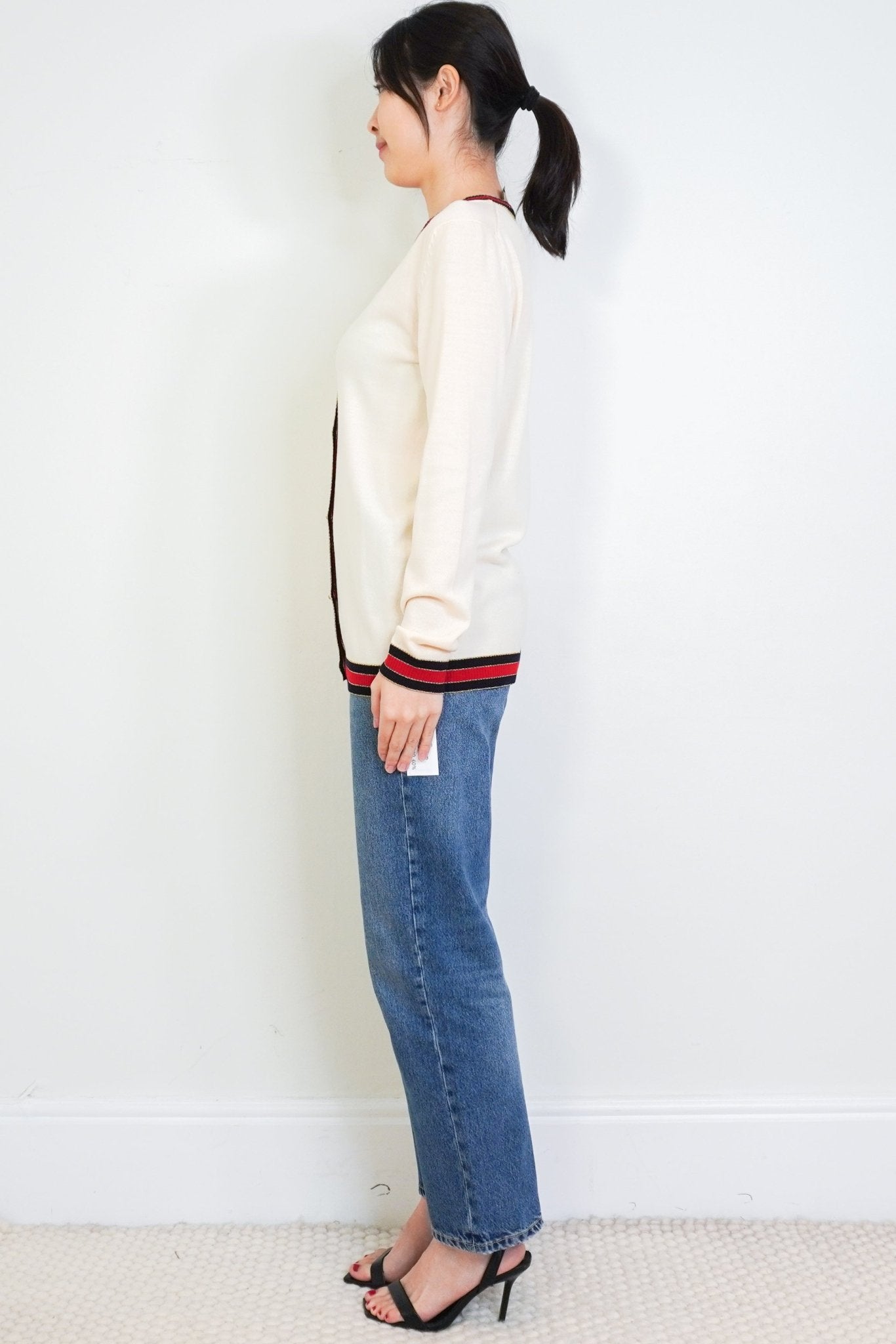 Gucci Cream Web - Trim V - Neck Cardigan RRP £1400 | Authentic Preloved - Reloved Again