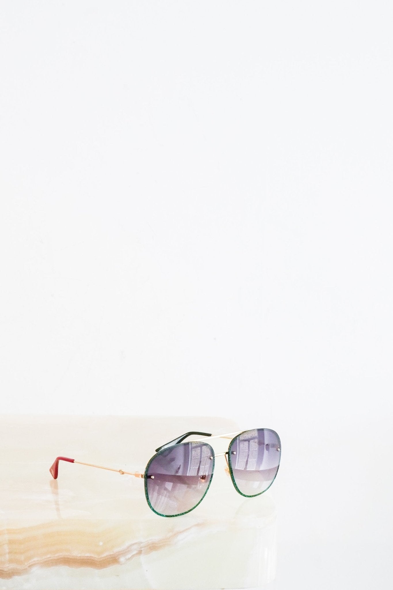 Gucci Green Glitter Aviator Sunglasses RRP £385 | Authentic Preloved FINAL SALE - Reloved Again