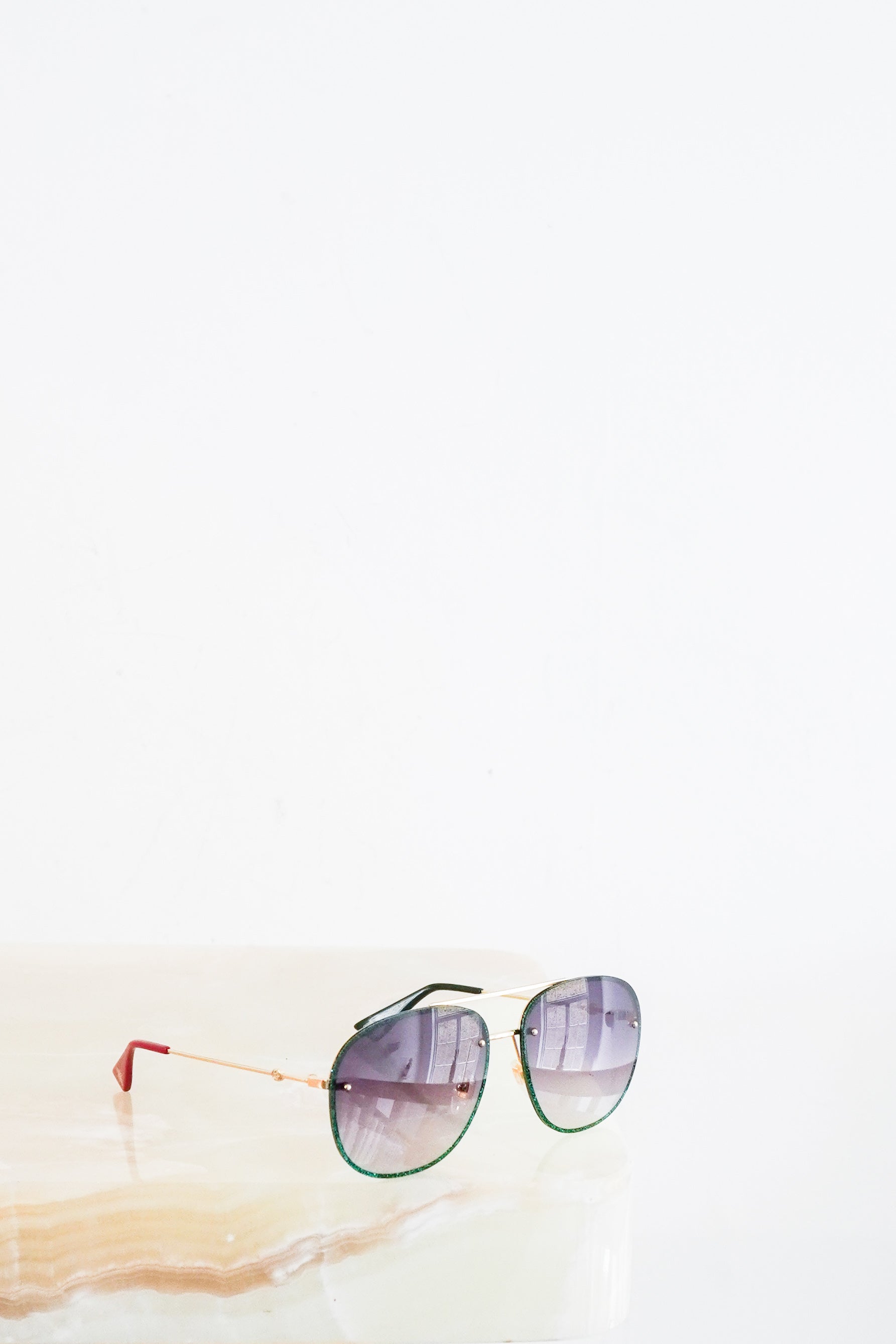 Gucci-Green-Glitter-Aviator-Sunglasses-front-picture-Chelsea-London