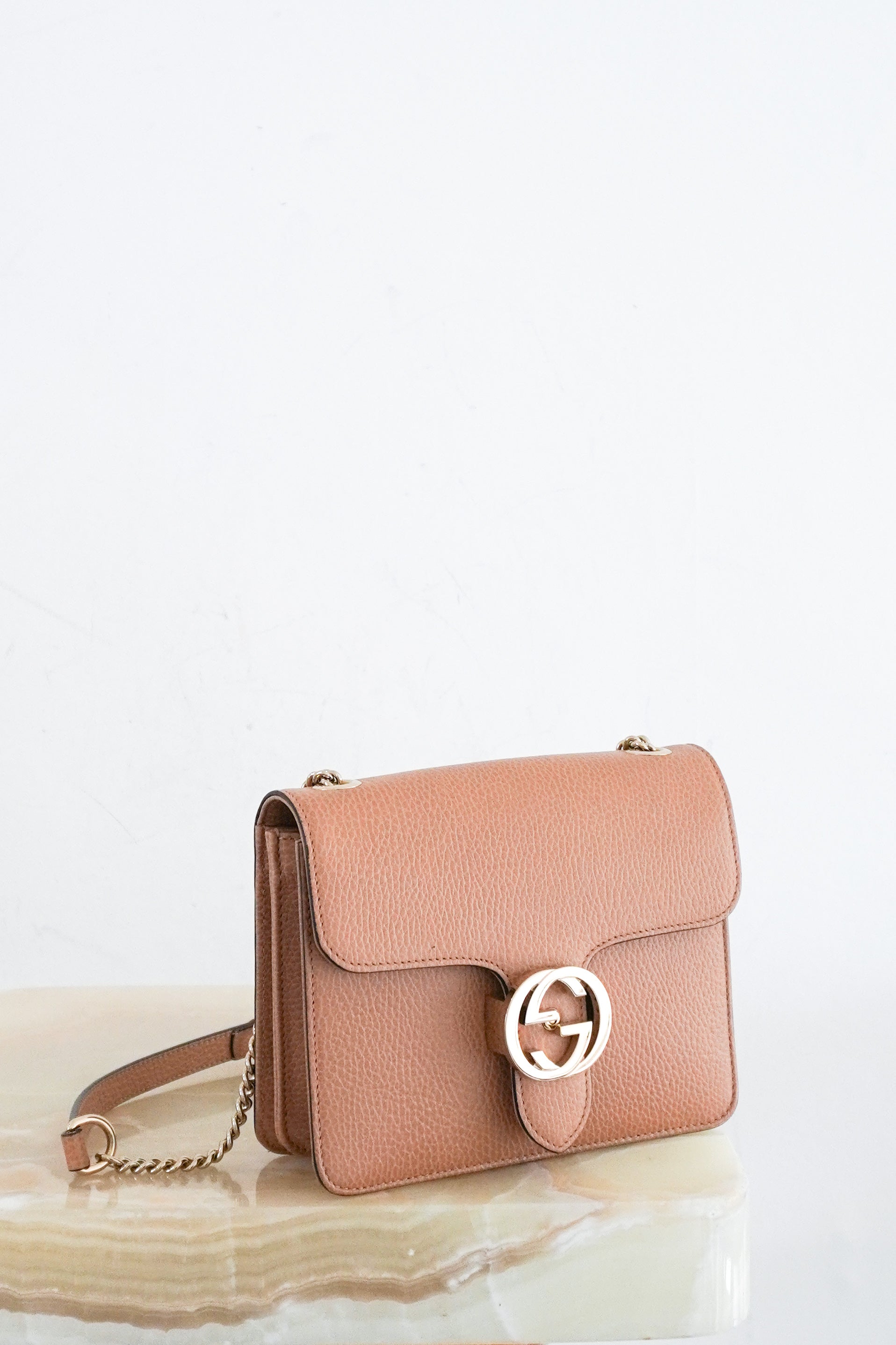 Gucci-Small-Dollar-Calfskin-Interlocking-Crossbody-Bag-in-Tan-front-picture-Chelsea-London