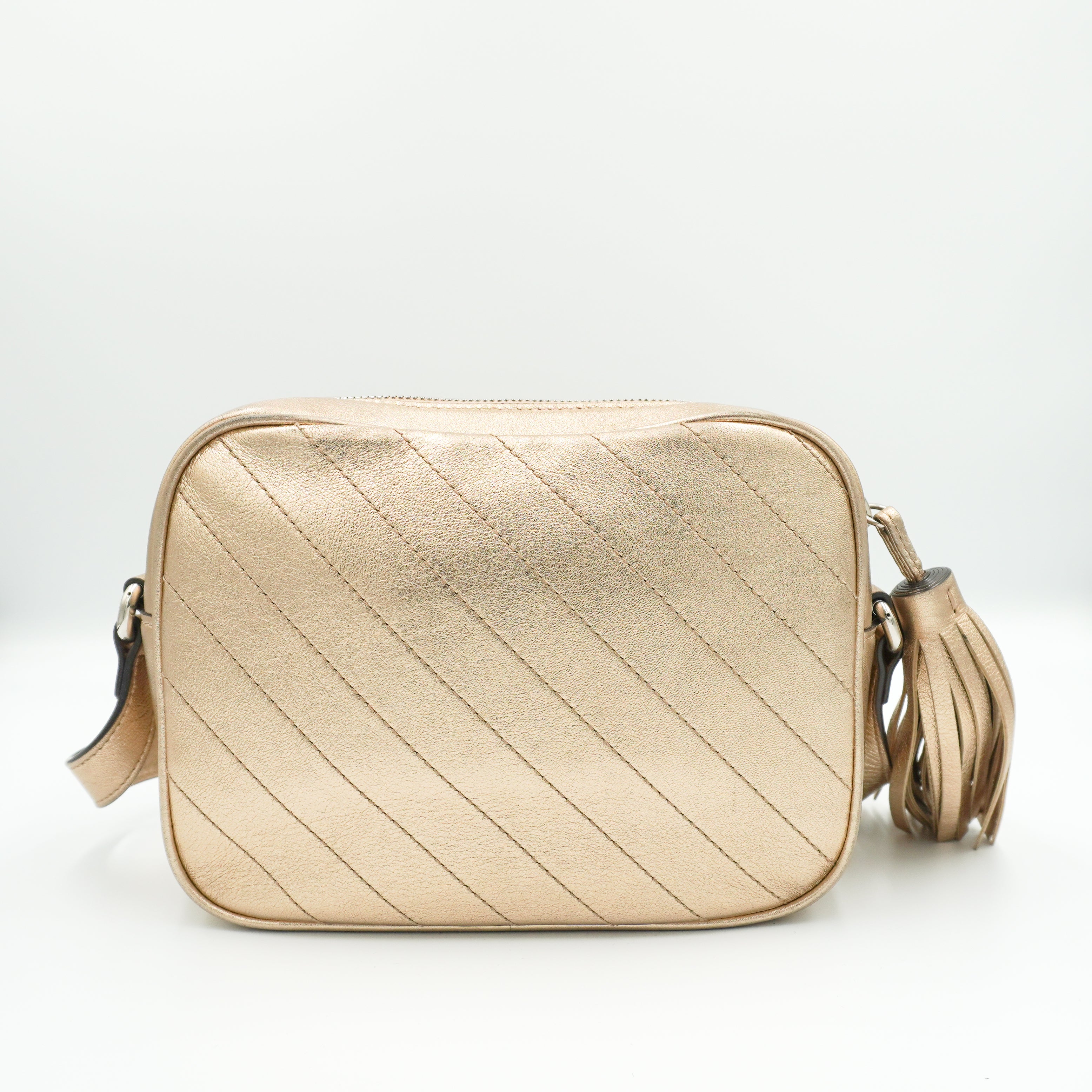 Gucci Blondie Small Shoulder Bag Metallic Golden Beige Leather back photo chelsea london