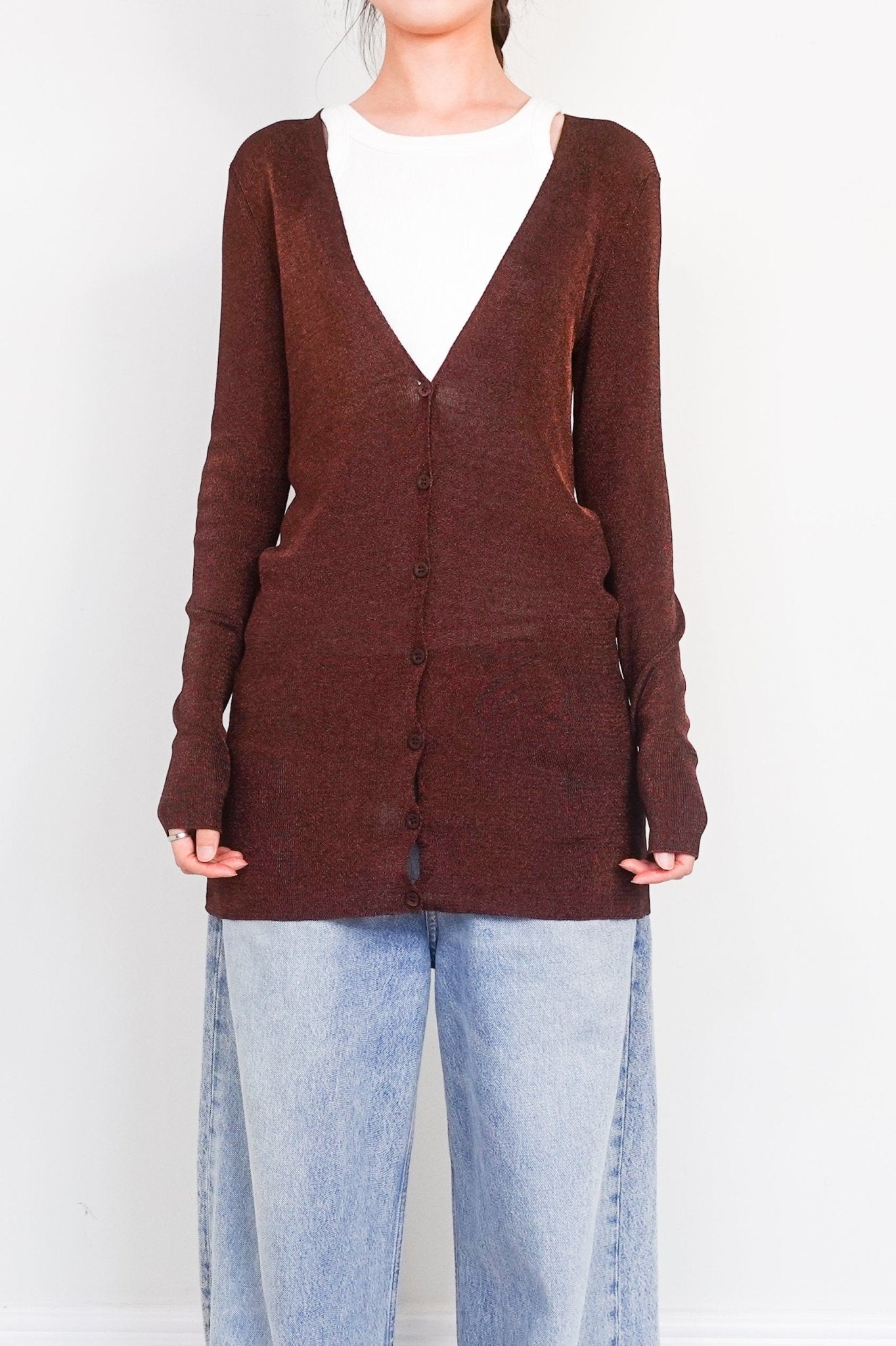 Gucci Brown lurex cardigan RRP £250 - no returns | Authentic Preloved - Reloved Again