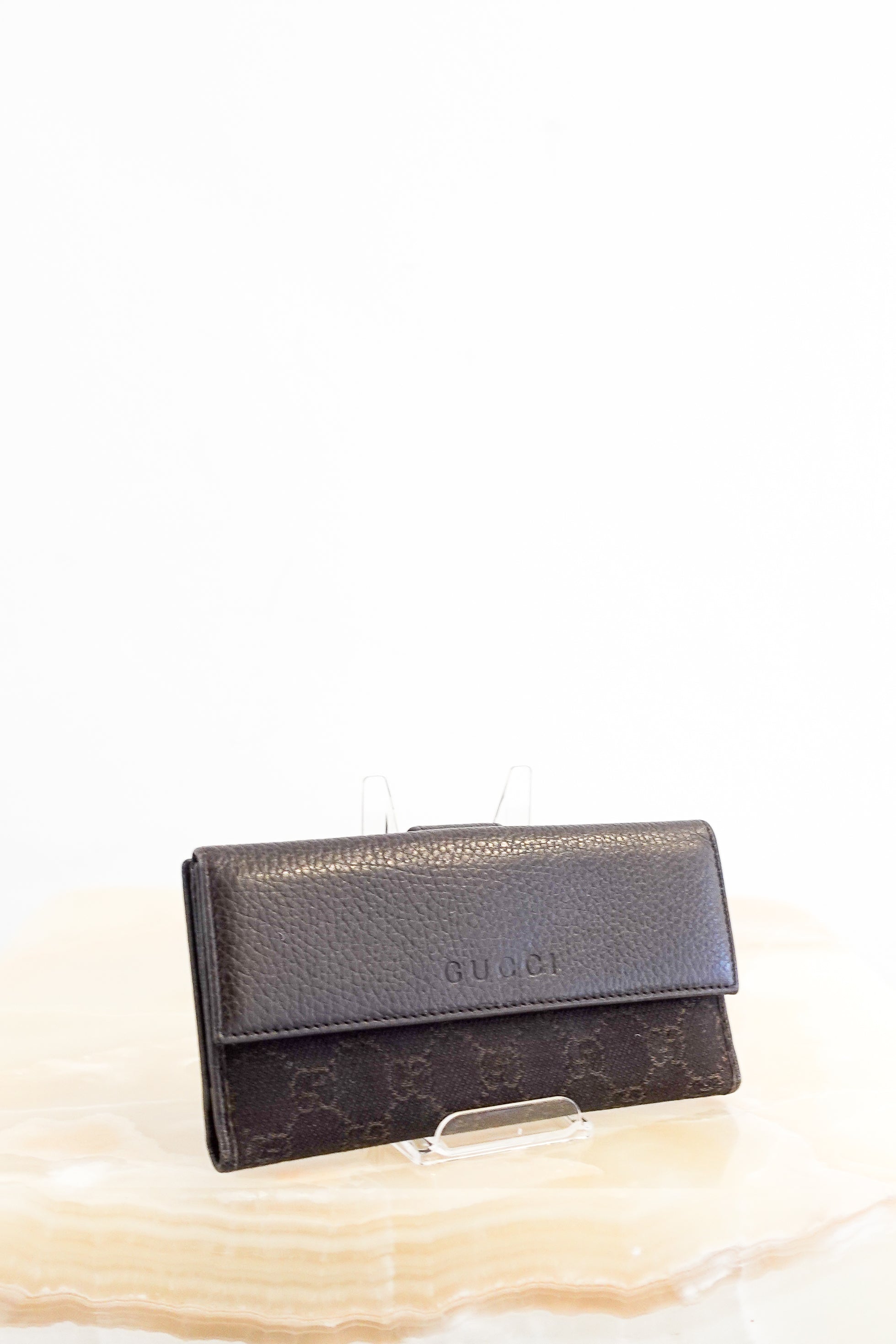 Gucci Dark Brown GG Monogram Flap Wallet RRP £700 | Authentic Preloved