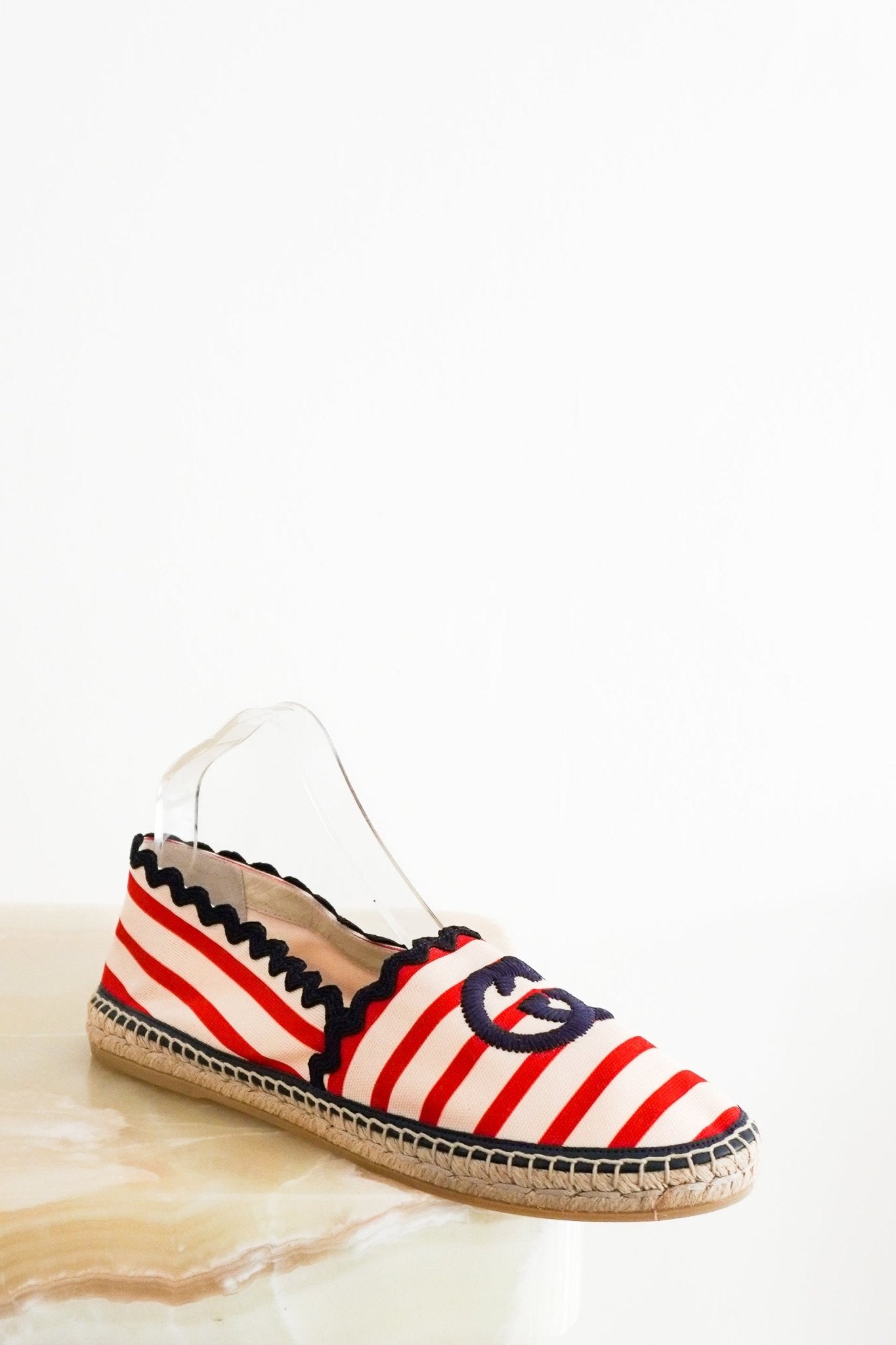Gucci GG Embroidered Striped Canvas Espadrilles (RRP £450) | Authentic Preloved - Reloved Again
