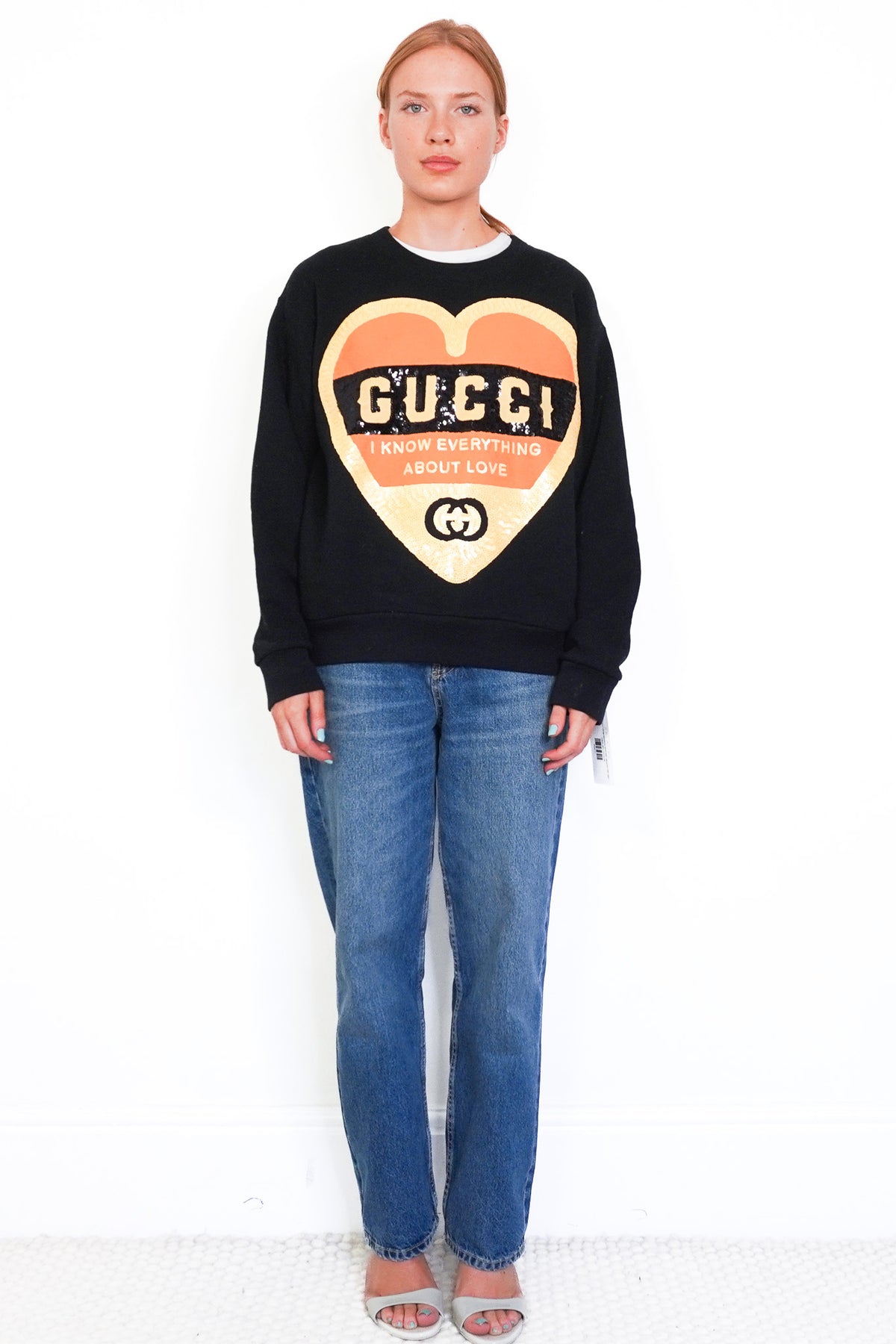 Gucci Heart Slogan Sweatshirt (RRP £800) | Authentic Preloved Front Photo