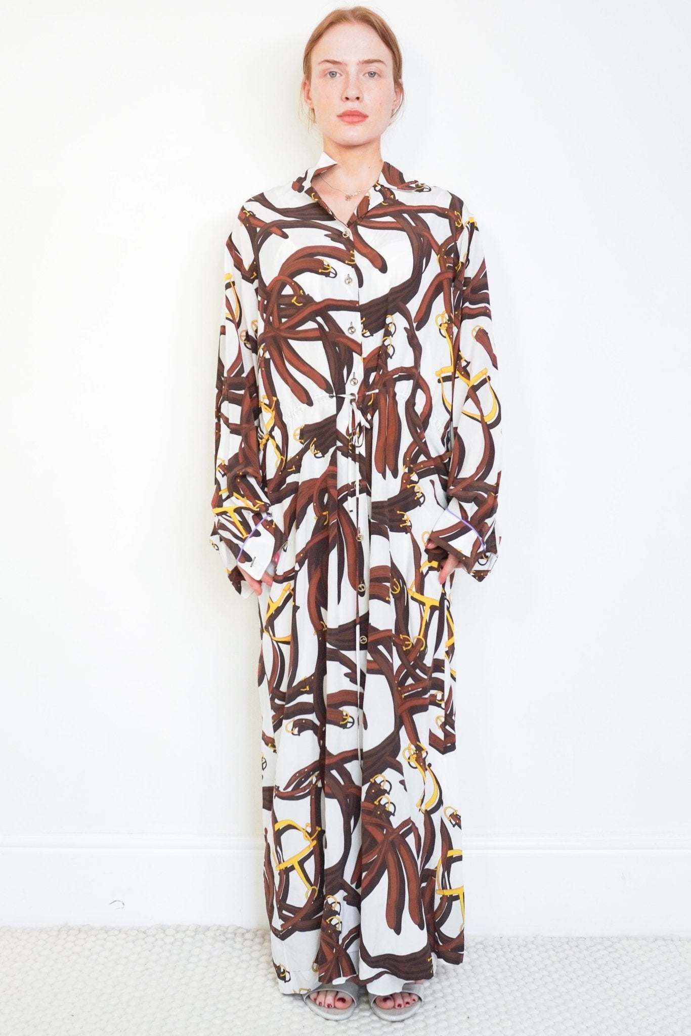 Gucci Horsebit Print Silk Blend Shirt Maxi Dress (RRP £1200) | Authentic Preloved - Reloved Again