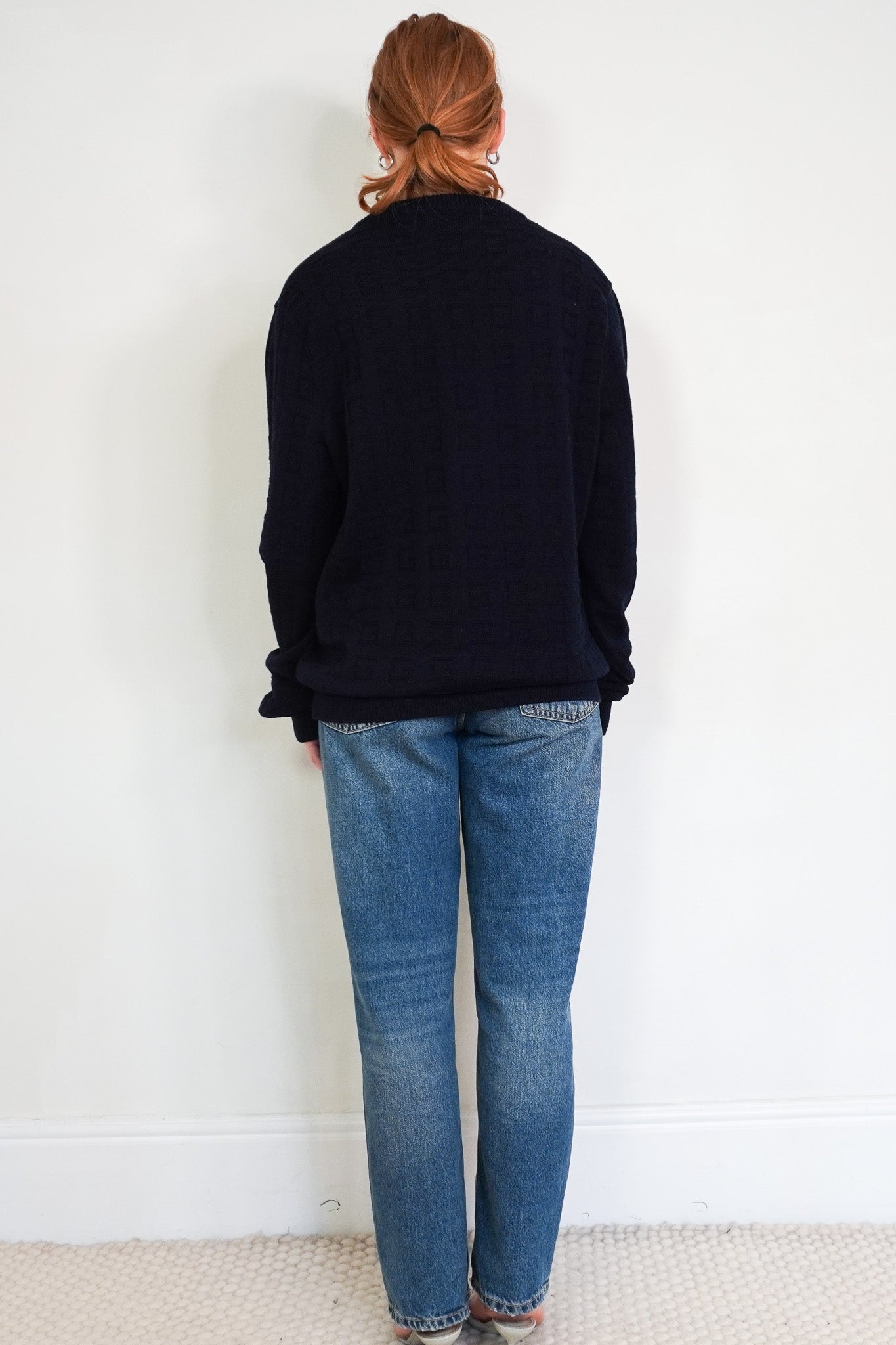 Gucci Navy V Neck Jumper back photo