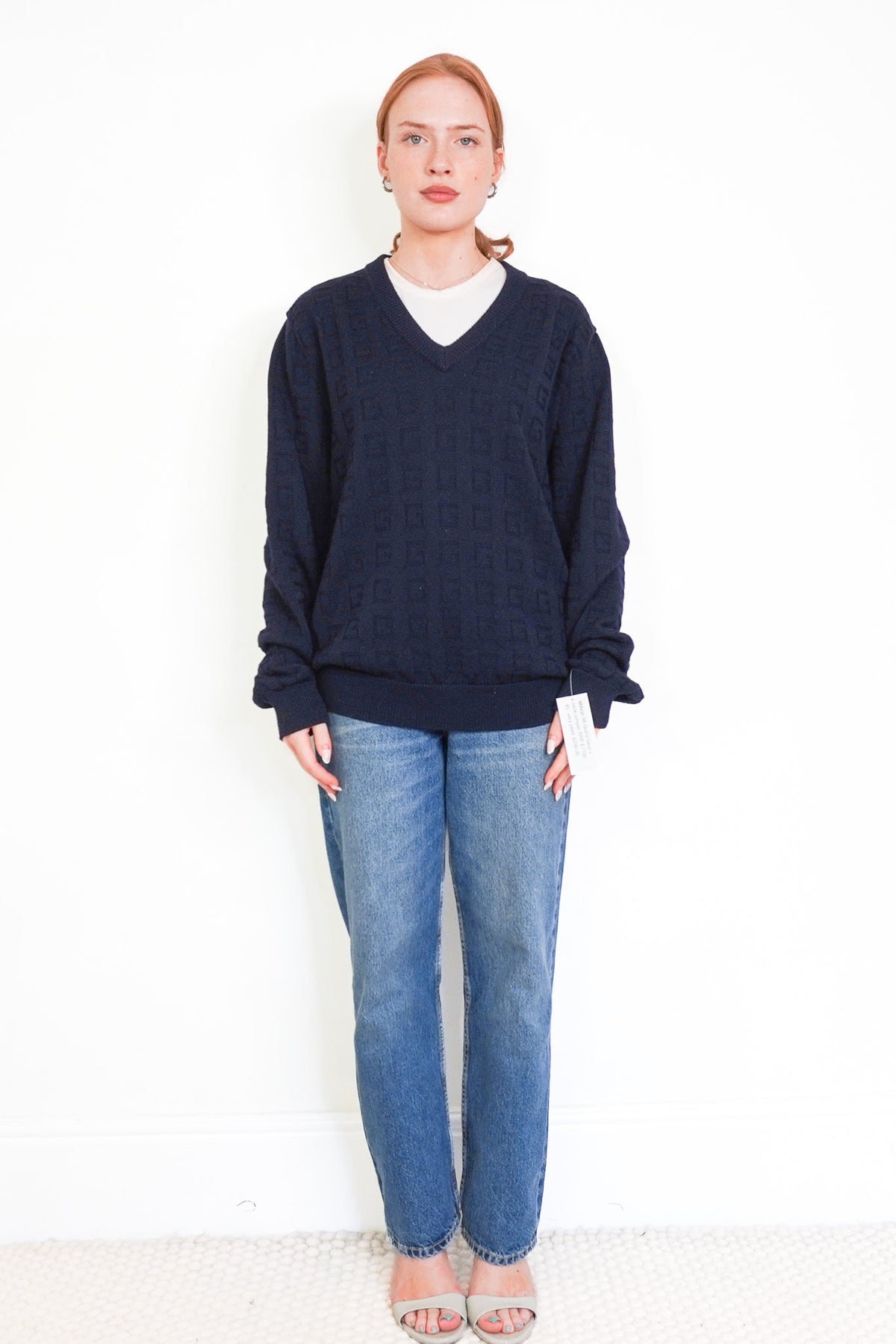 Gucci Navy V Neck Jumper front photo