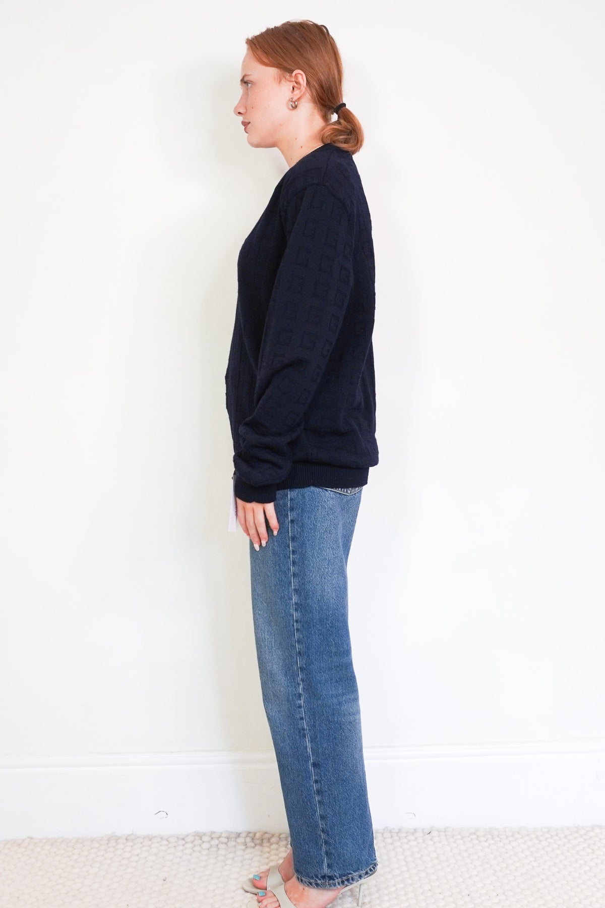 Gucci Navy V Neck Jumper side photo