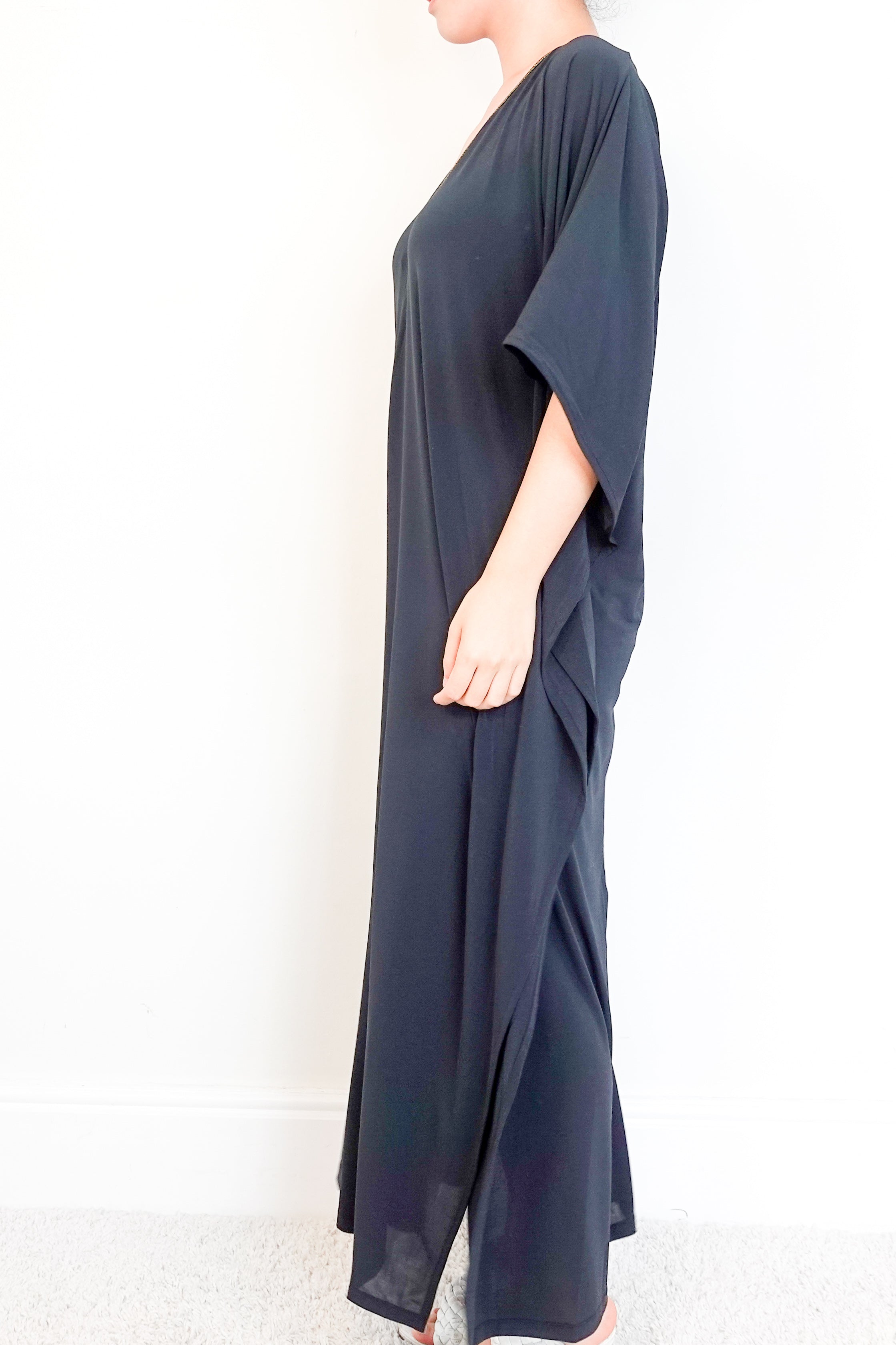 Hansine Green Winter Kaftan with Gold Trim RRP £300 | Authentic Preloved