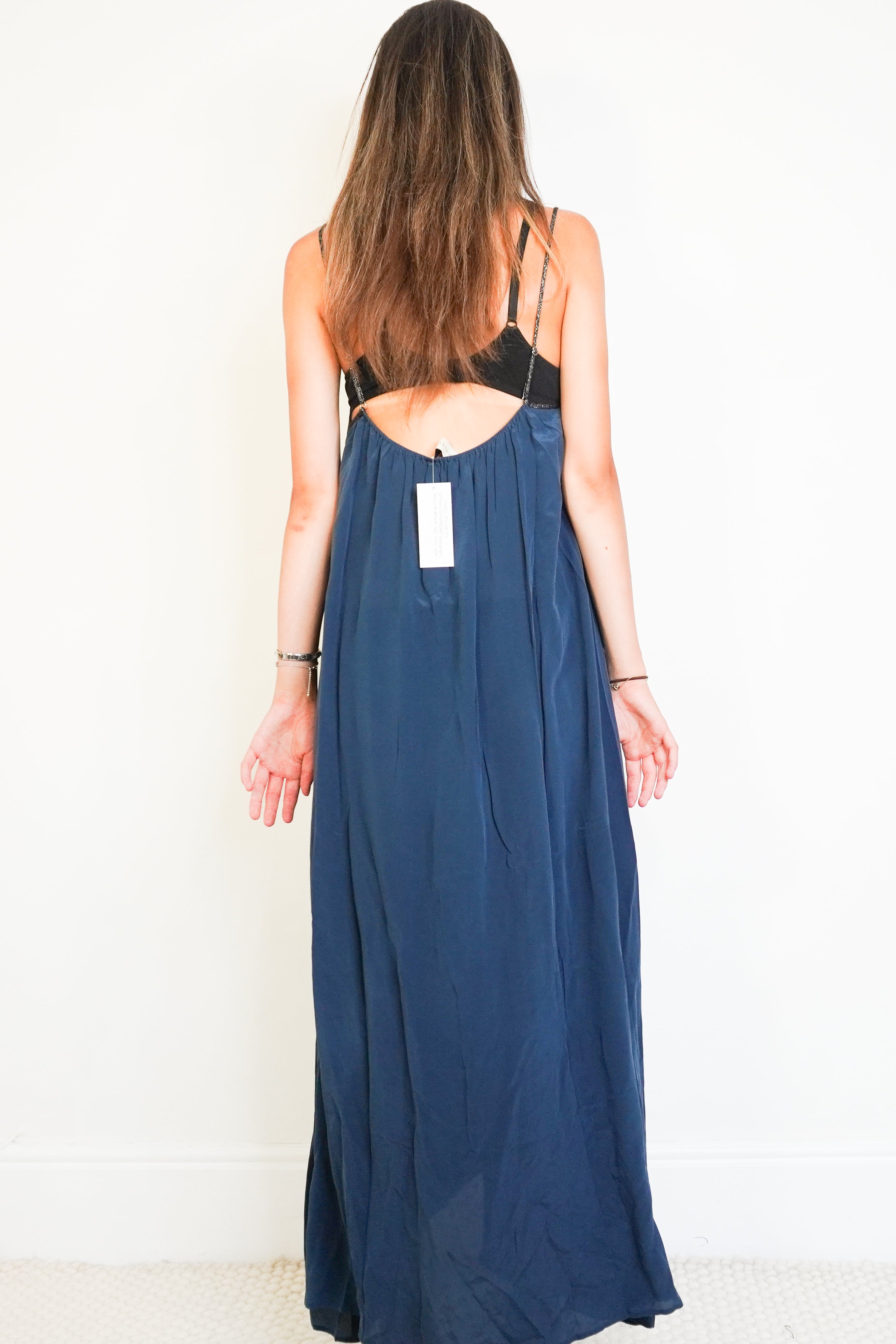 Hansine Nyxx Dress in Teal Silk back photo chelsea london