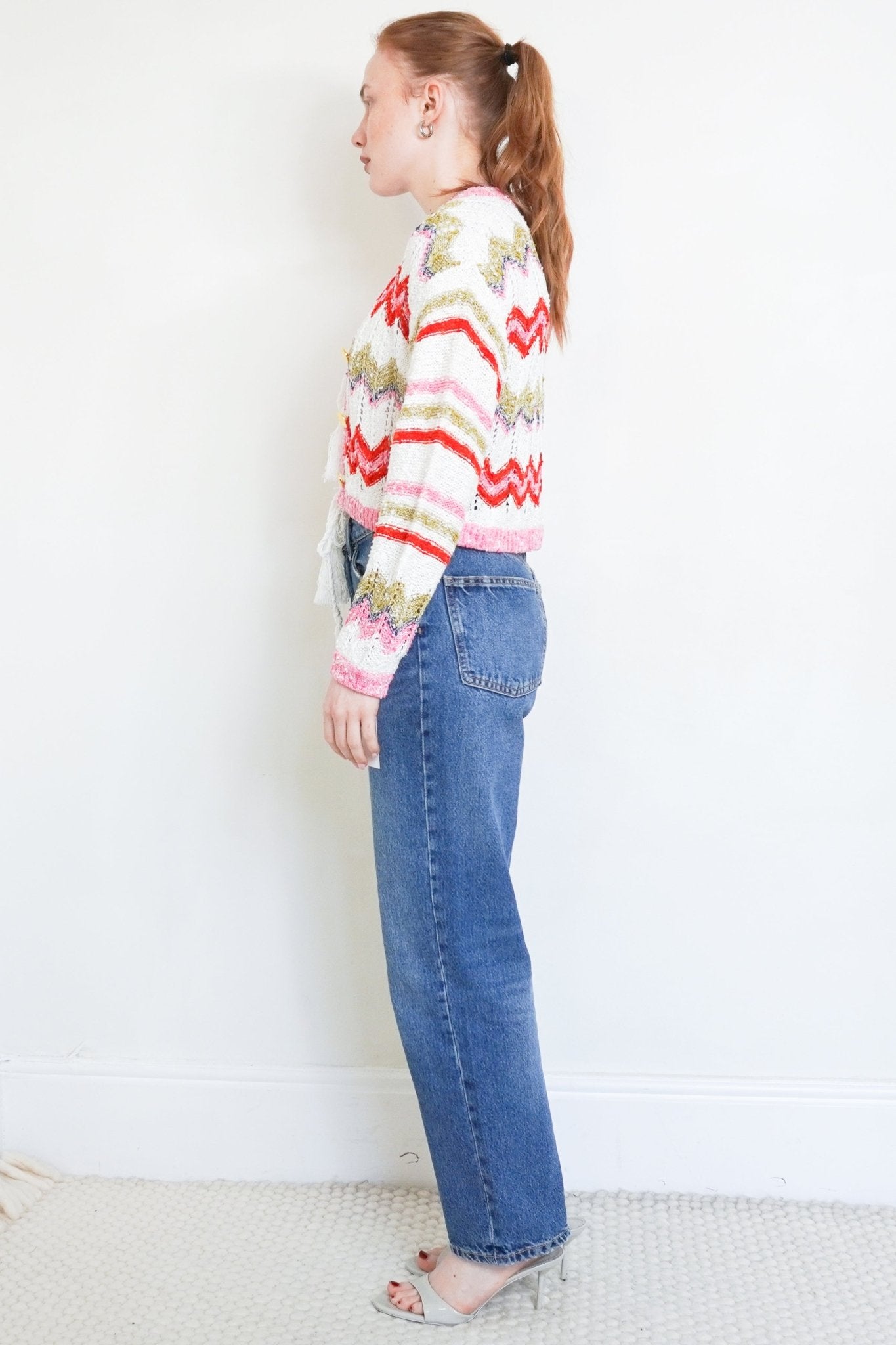 Hayley-Menzies-Multicolour-Stripe-Cardigan-side-picture-Chelsea-London