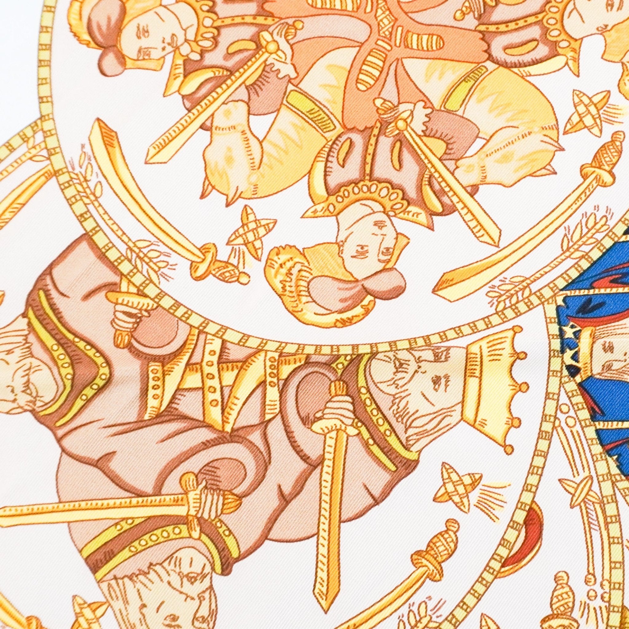 Hermés Beige 'Le Tarot' Silk Printed Scarf RRP £1130 | Authentic Preloved - Reloved Again