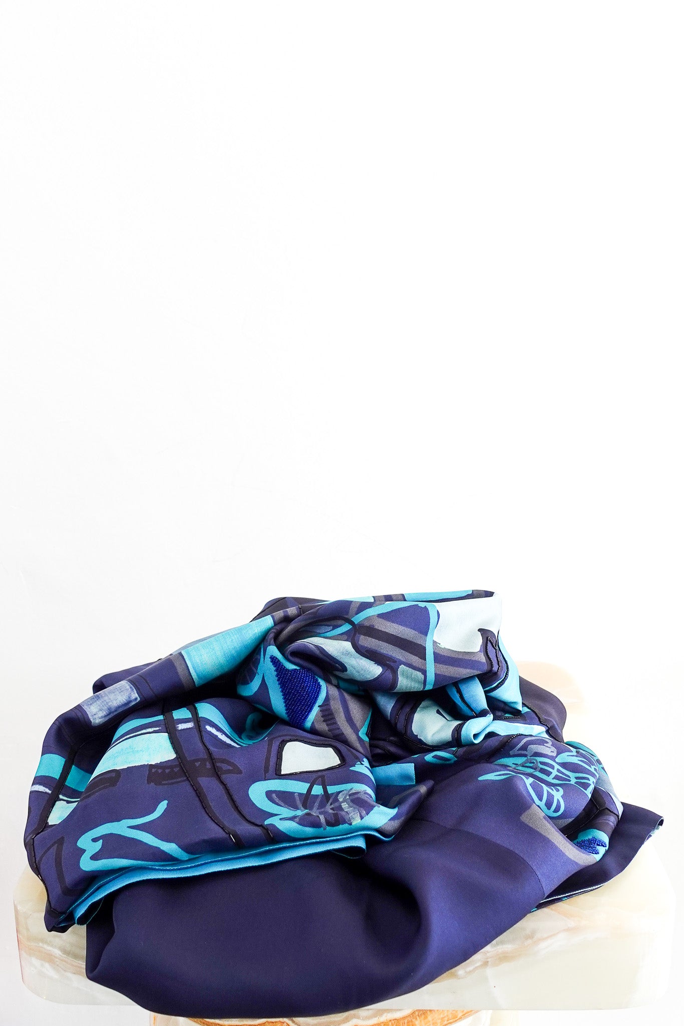 Hermès-Glass-Bead-Abstract-Dark-Blue-Giant-Shawl-RRP-£5410-front-photo