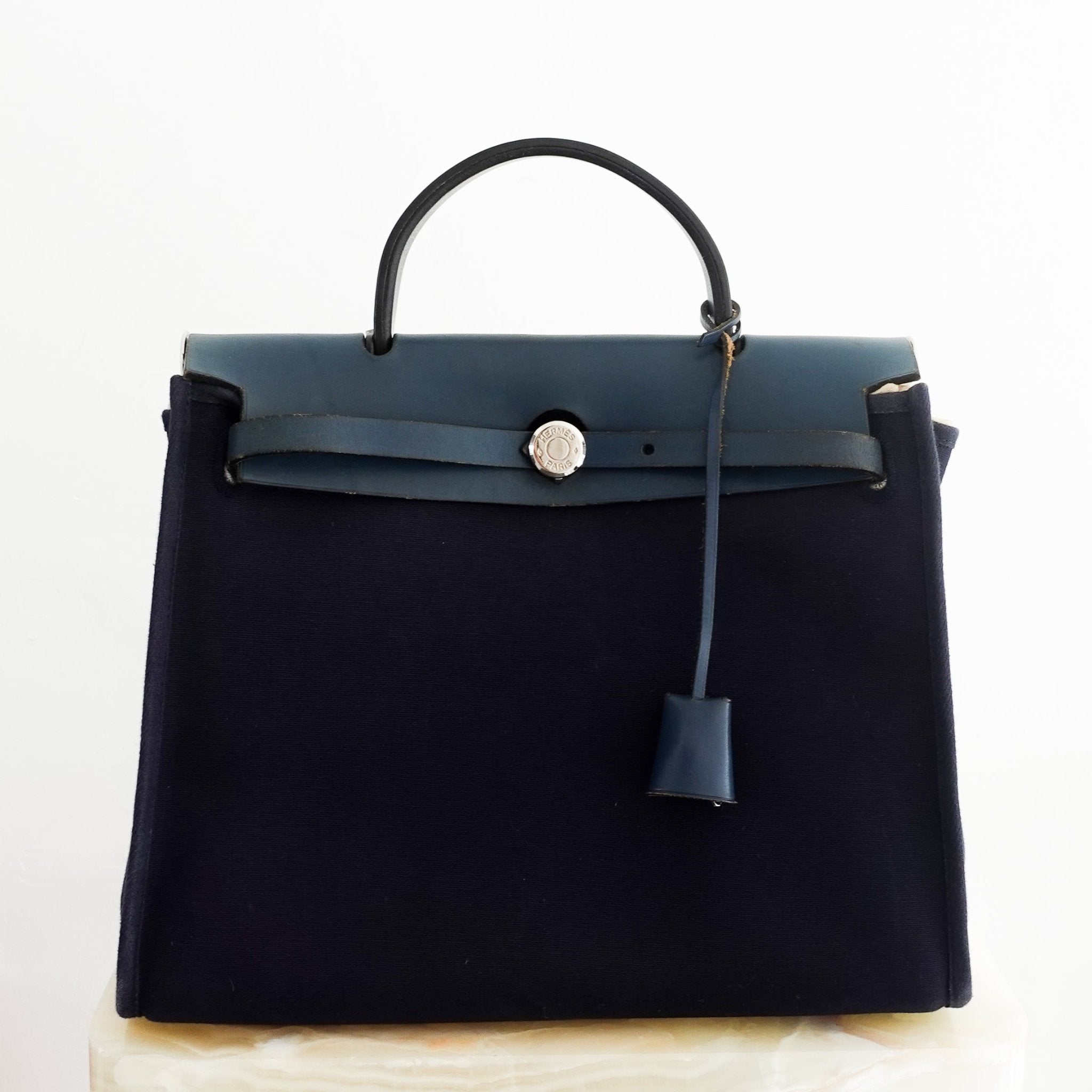 Hermès Navy 30 Canvas Herbag RRP £2300 | Authentic Preloved - Reloved Again