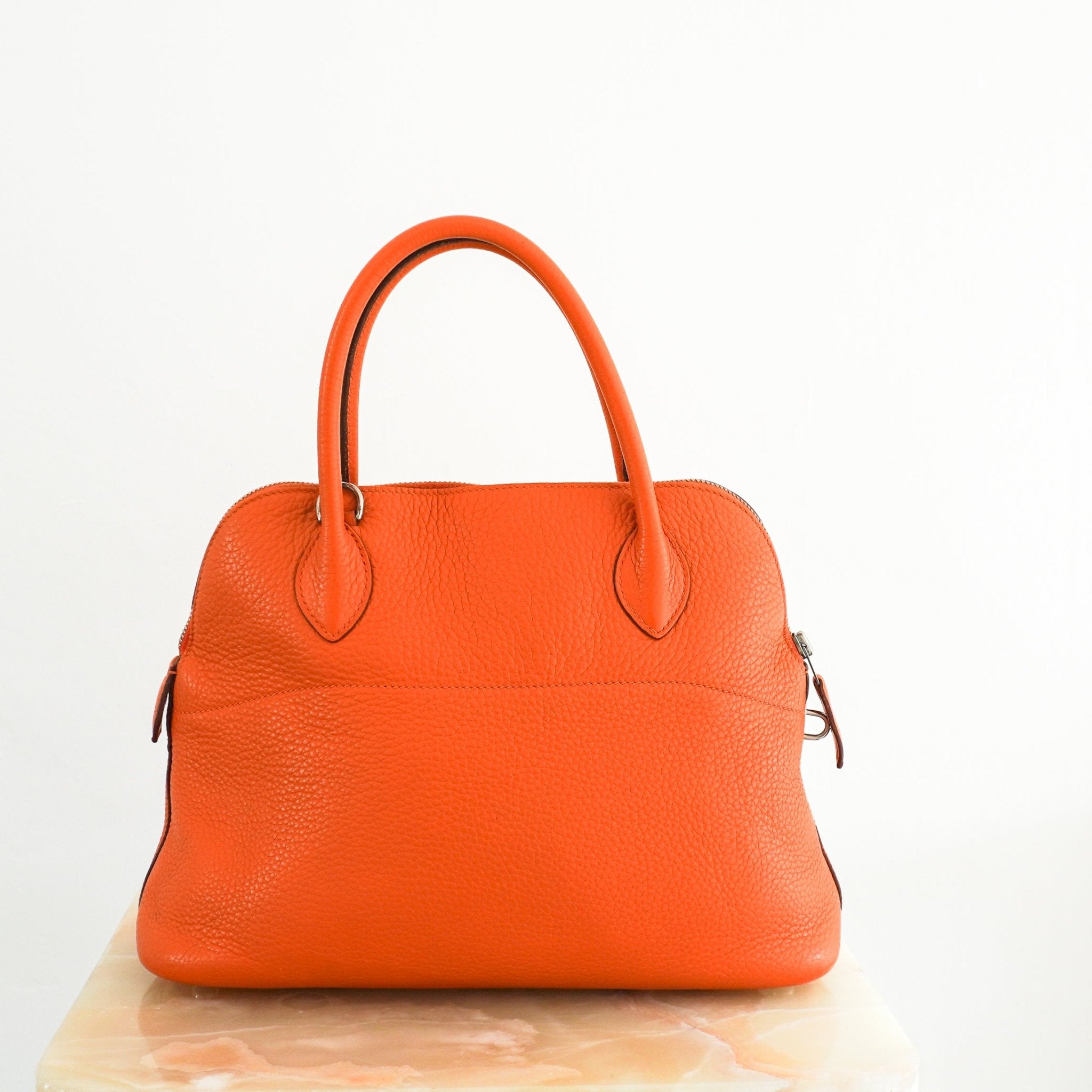 Hermès Orange Bolide 31 Bag in Togo leather and Palladium Hardware | Authentic Preloved - Reloved Again