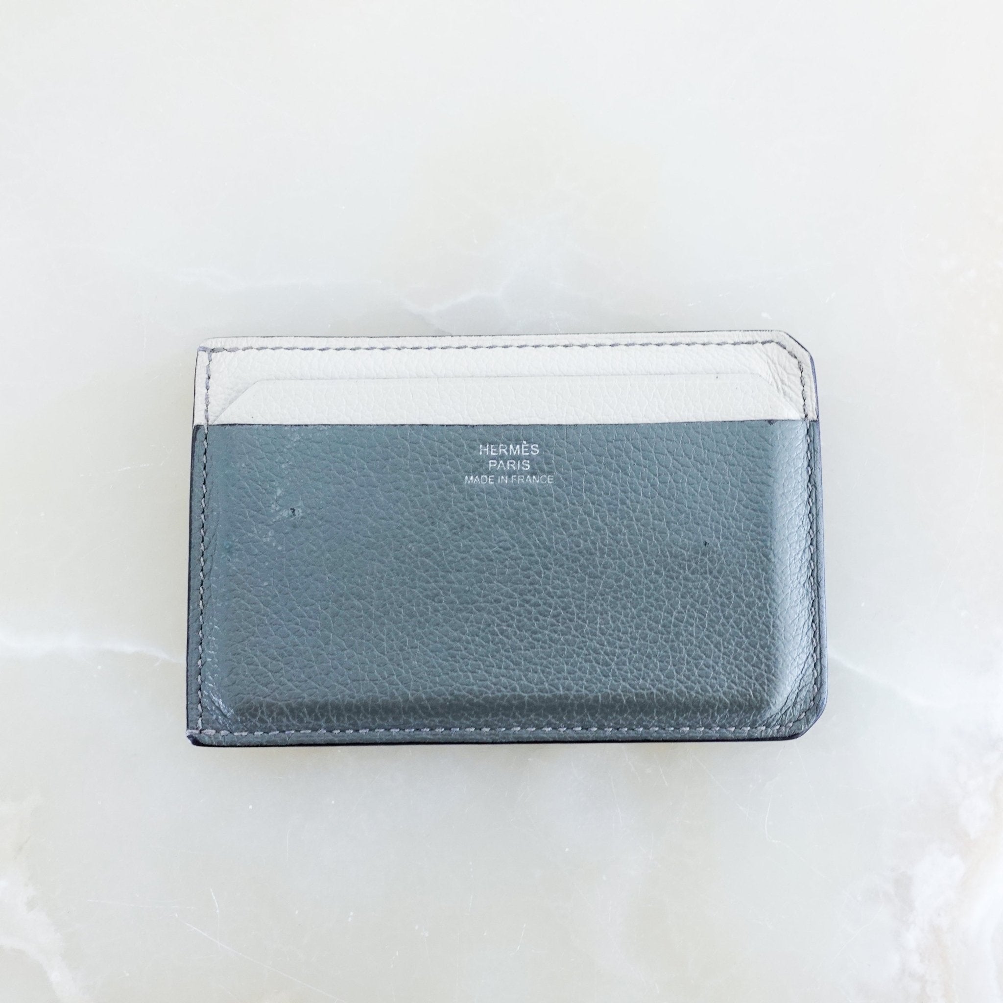 Hermès Paris Two Tone Grey & Blue Card Holder RRP £295 | Authentic Preloved - Reloved Again