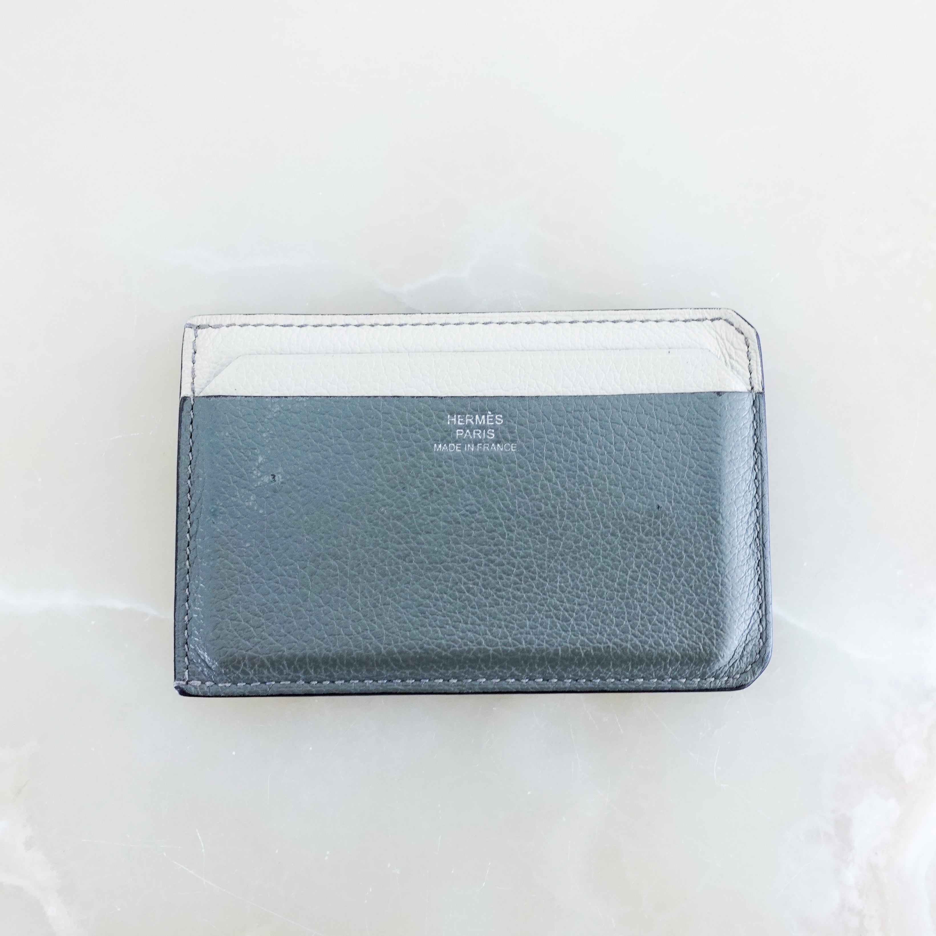 Hermès-Paris-Two-Tone-Grey-&-Blue-Card-Holder-head-on-picture
