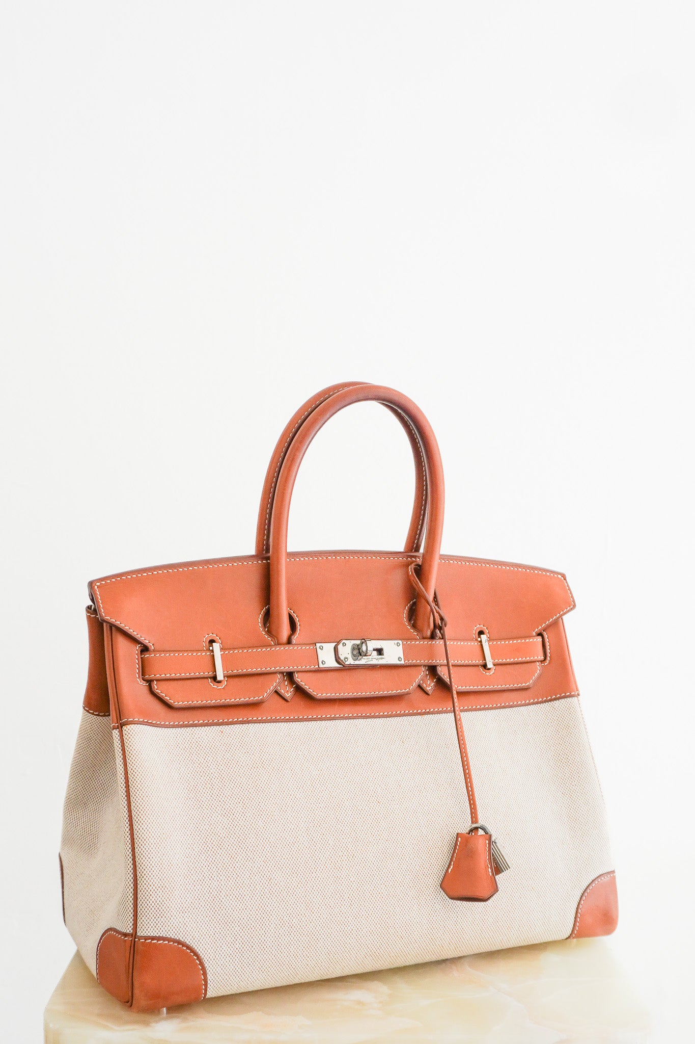 birkin bag hermes toile bag Hermès Birkin 35 Fauve Barenia Toile H Canvas Palladium Hardware Bag