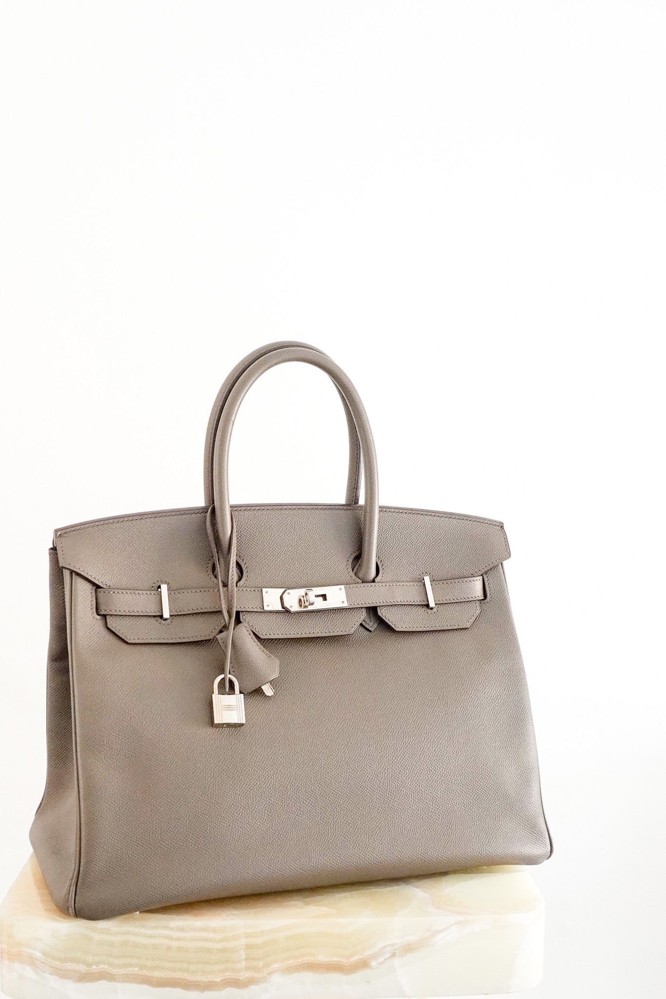 Hermès Birkin 35 Retourne in Etoupe Epsom Leather Palladium Hardware front picture