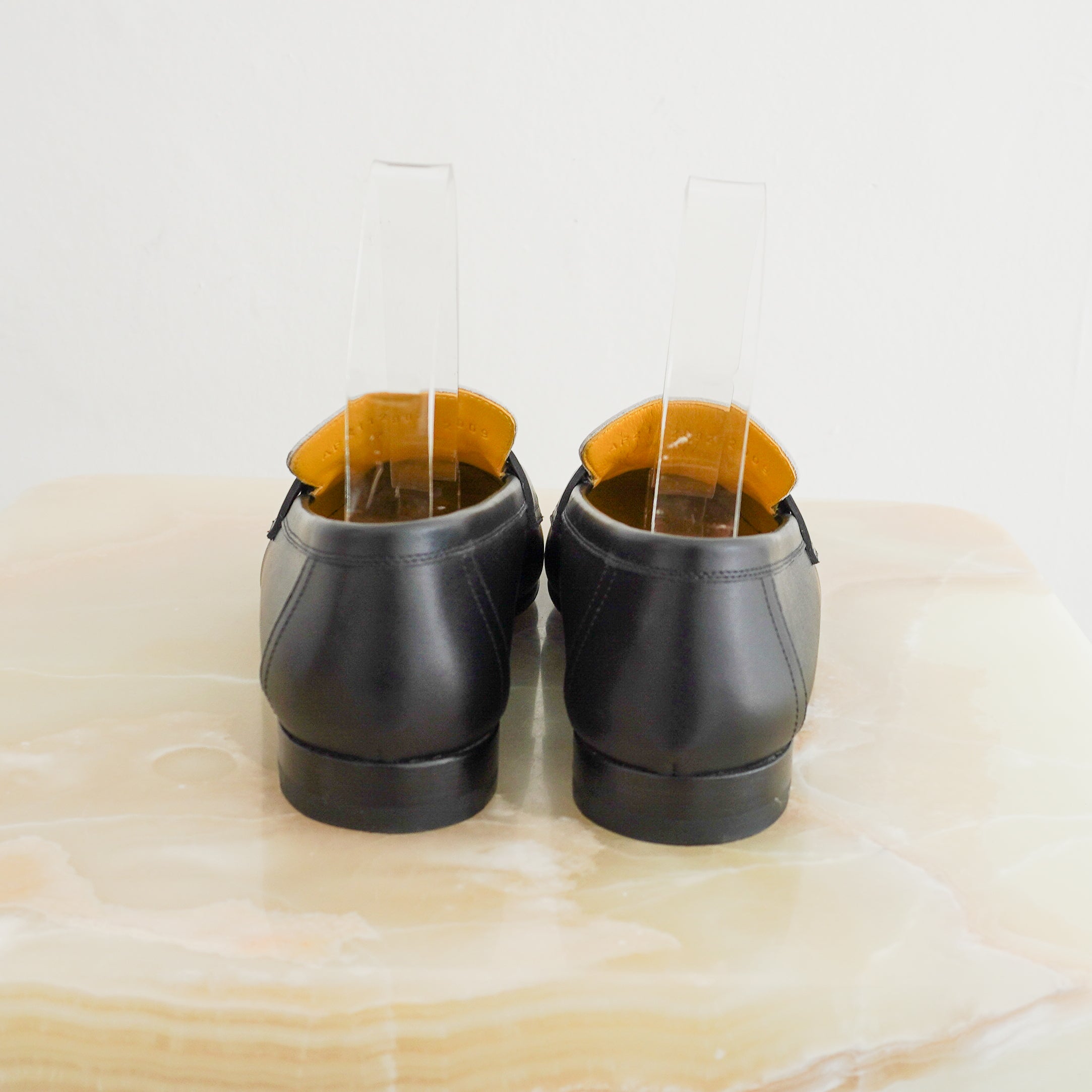Hermès Black & White Leather Paris Loafers back photo chelsea london