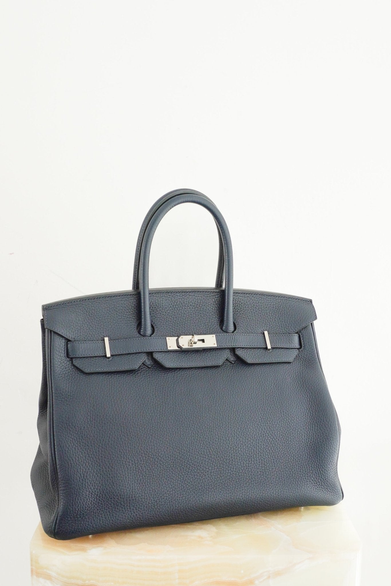 Hermès Bleu Birkin 35 Togo Leather Rose Pourpre Interior Palladium Hardware | Authentic Preloved - Reloved Again