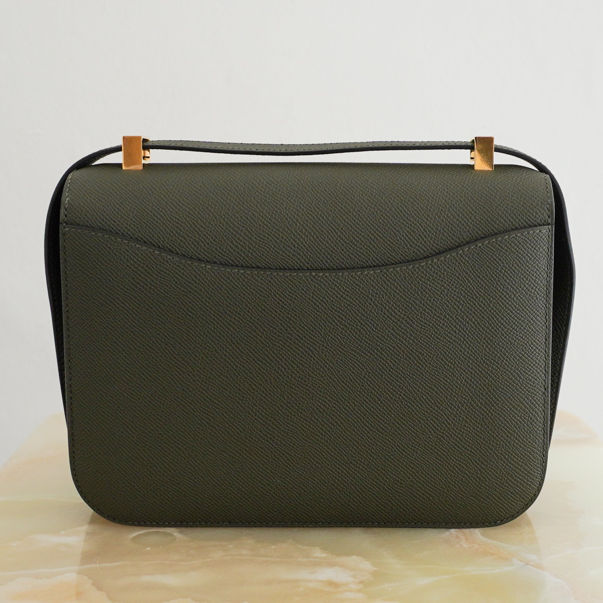 Hermès Constance 24 Epsom Leather Bag in Vert Gris with Gold Hardware back photo chelsea london