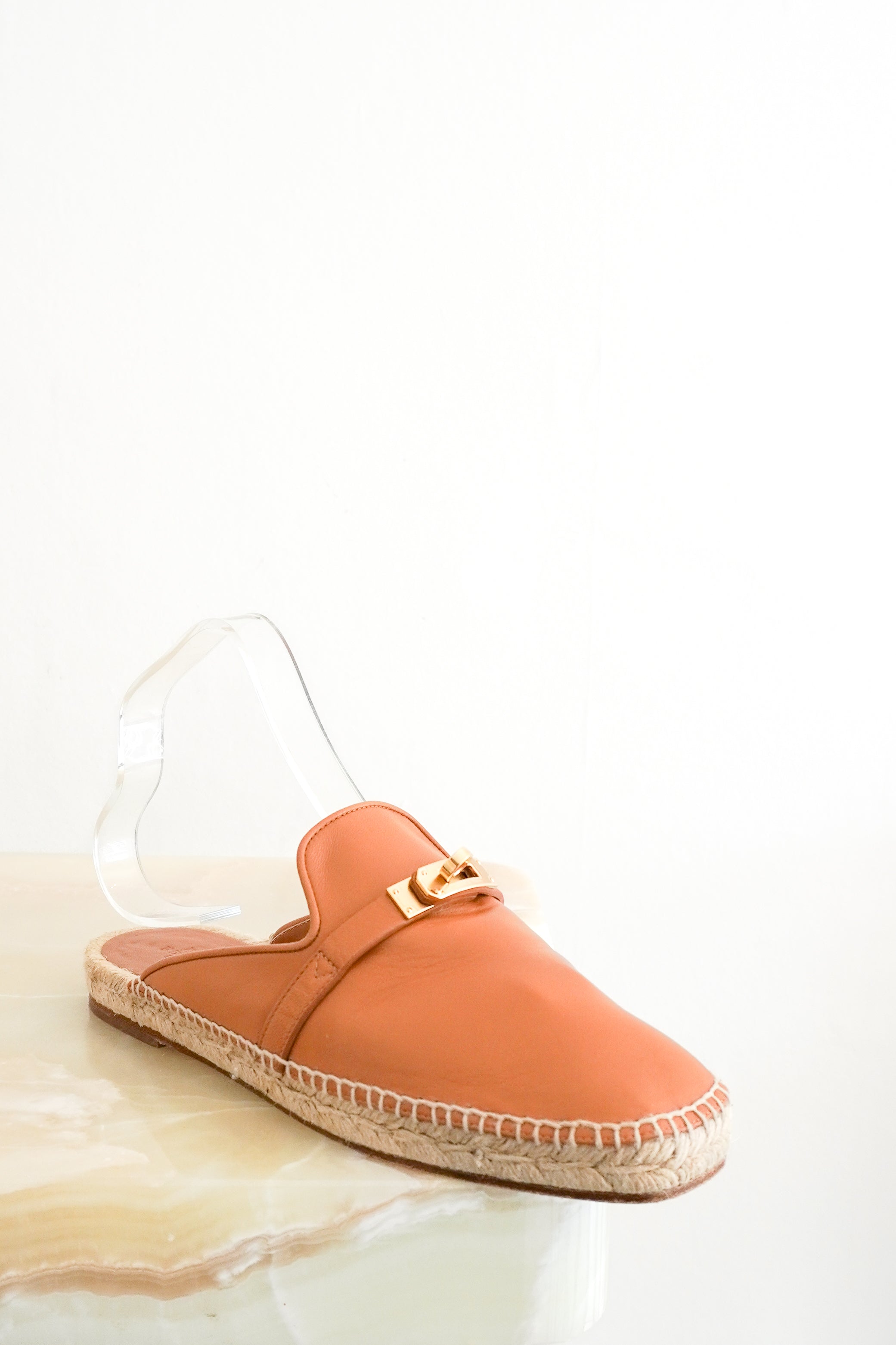Hermès Feria Espadrille Mule in Naturel Leather front photo chelsea london