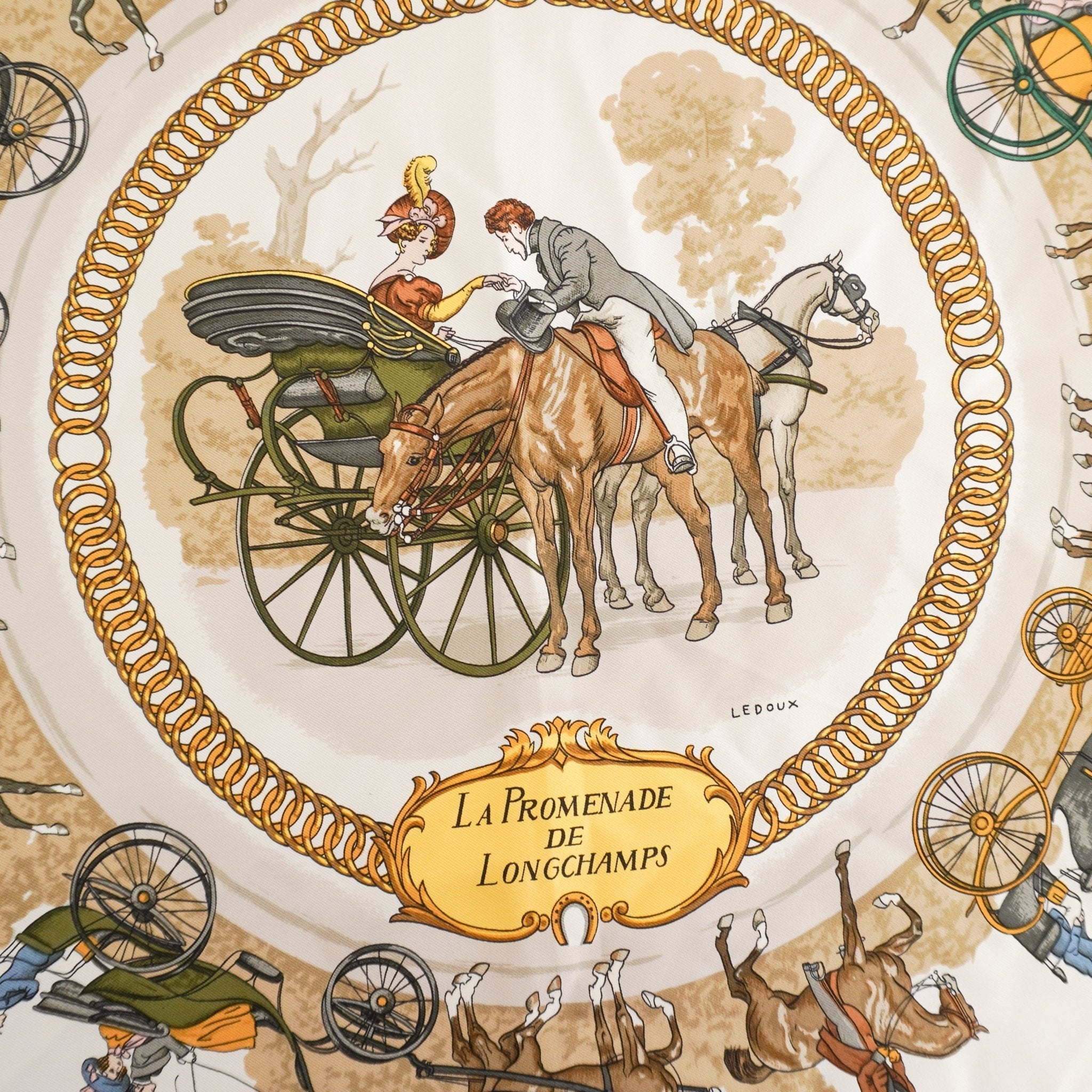 Hermès La Promenade de Longchamps Carré 90 Twill Scarf (RRP £520) | Authentic Preloved FINAL SALE - Reloved Again