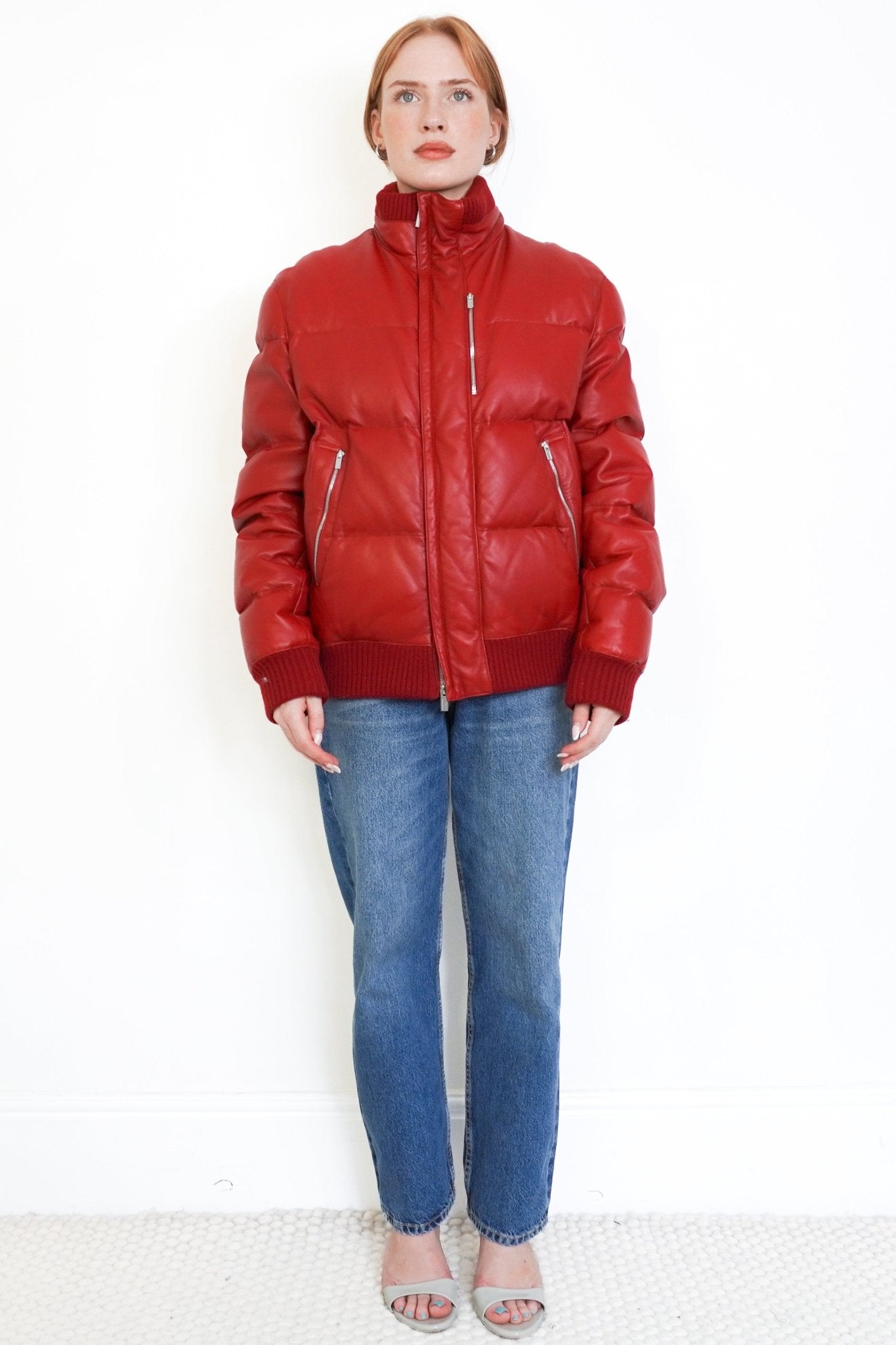 Hermès Red Lambskin Leather Down Puffer Jacket - RARE (RRP £12,000) | Authentic Preloved - Reloved Again