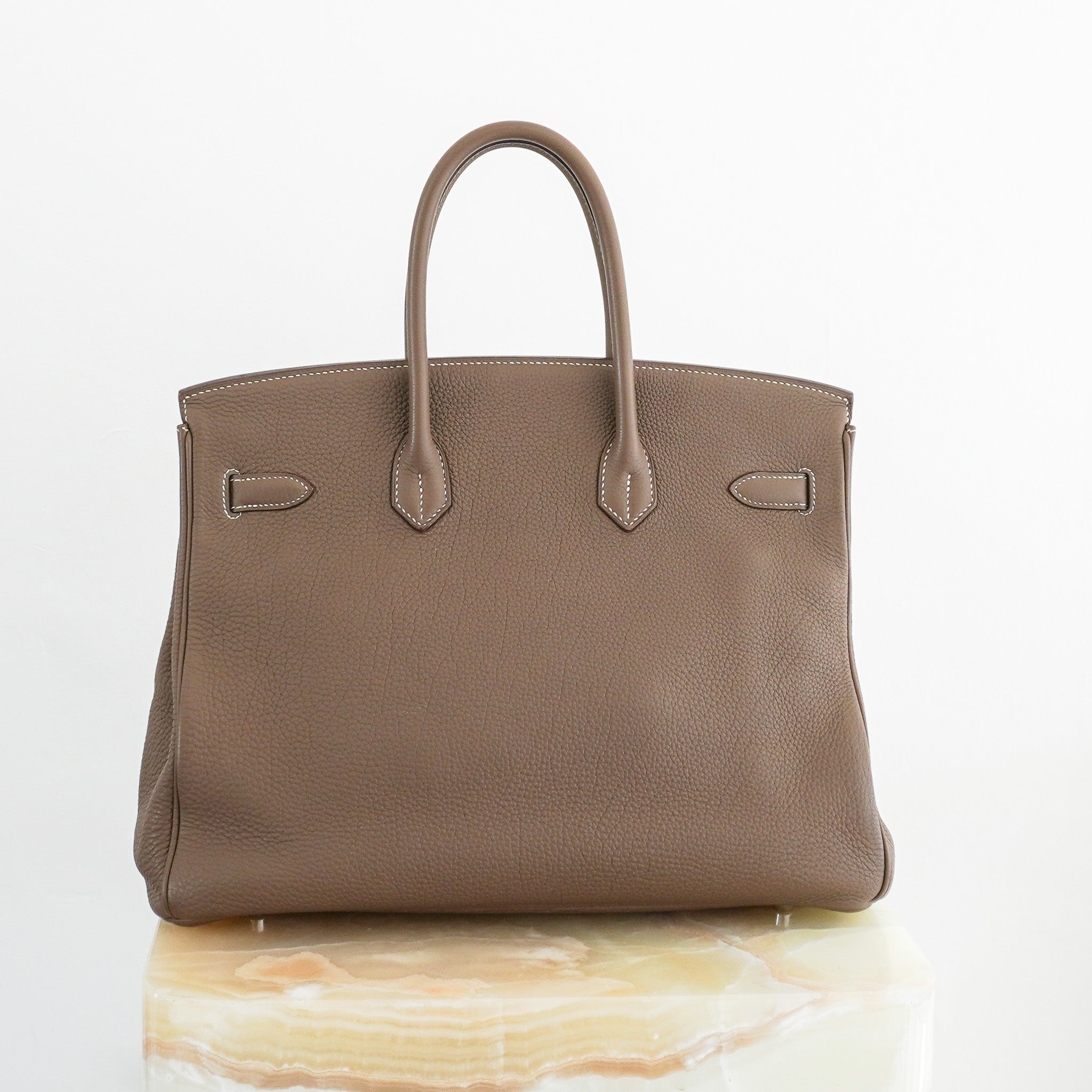 Hermes Birkin 35 Retourne Togo Etoupe with Palladium Hardware | Authentic Preloved - Reloved Again