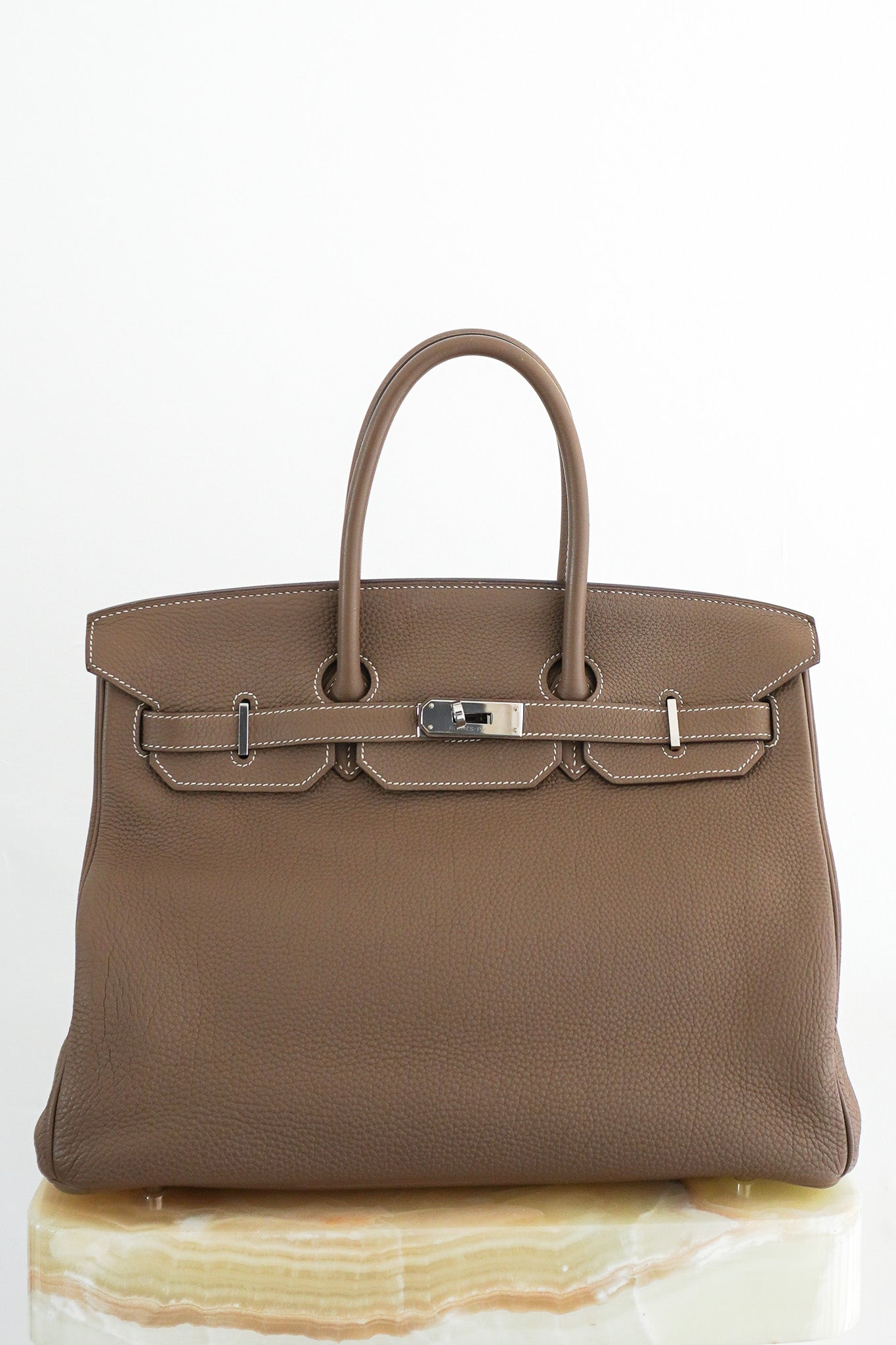 Hermes Birkin 35 Retourne Togo Etoupe with Palladium Hardware | Authentic Preloved - Reloved Again