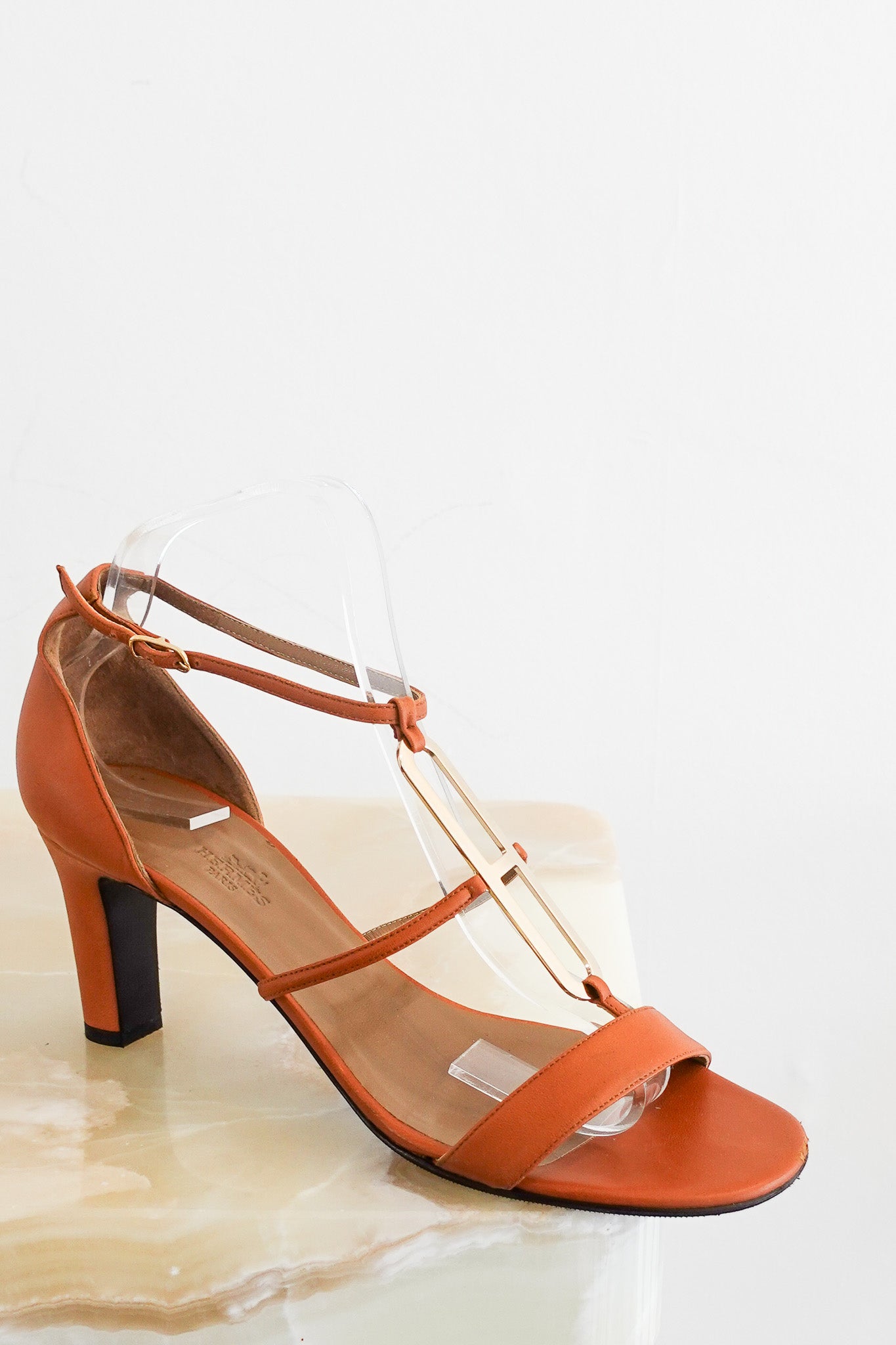 Hermes-Brown-Leather-Heel-with-Gold-Hardware-first-photo