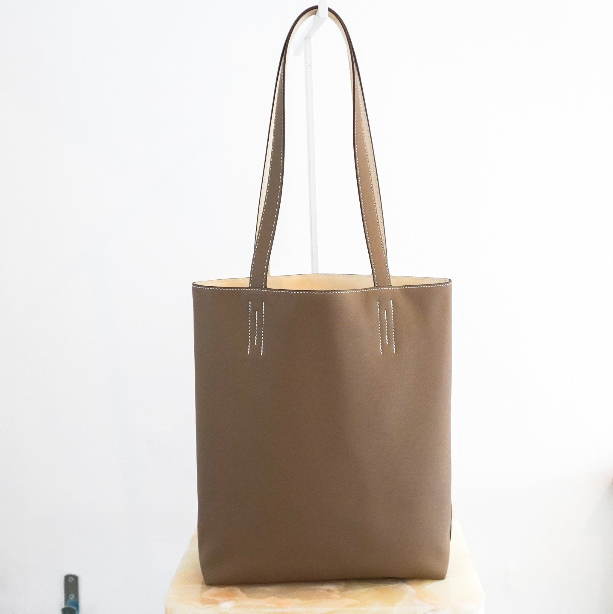 Hermes Double Sens 35 Bicolour Reversible Tote in Etoupe & Craie RRP £3850 | Authentic Preloved - Reloved Again