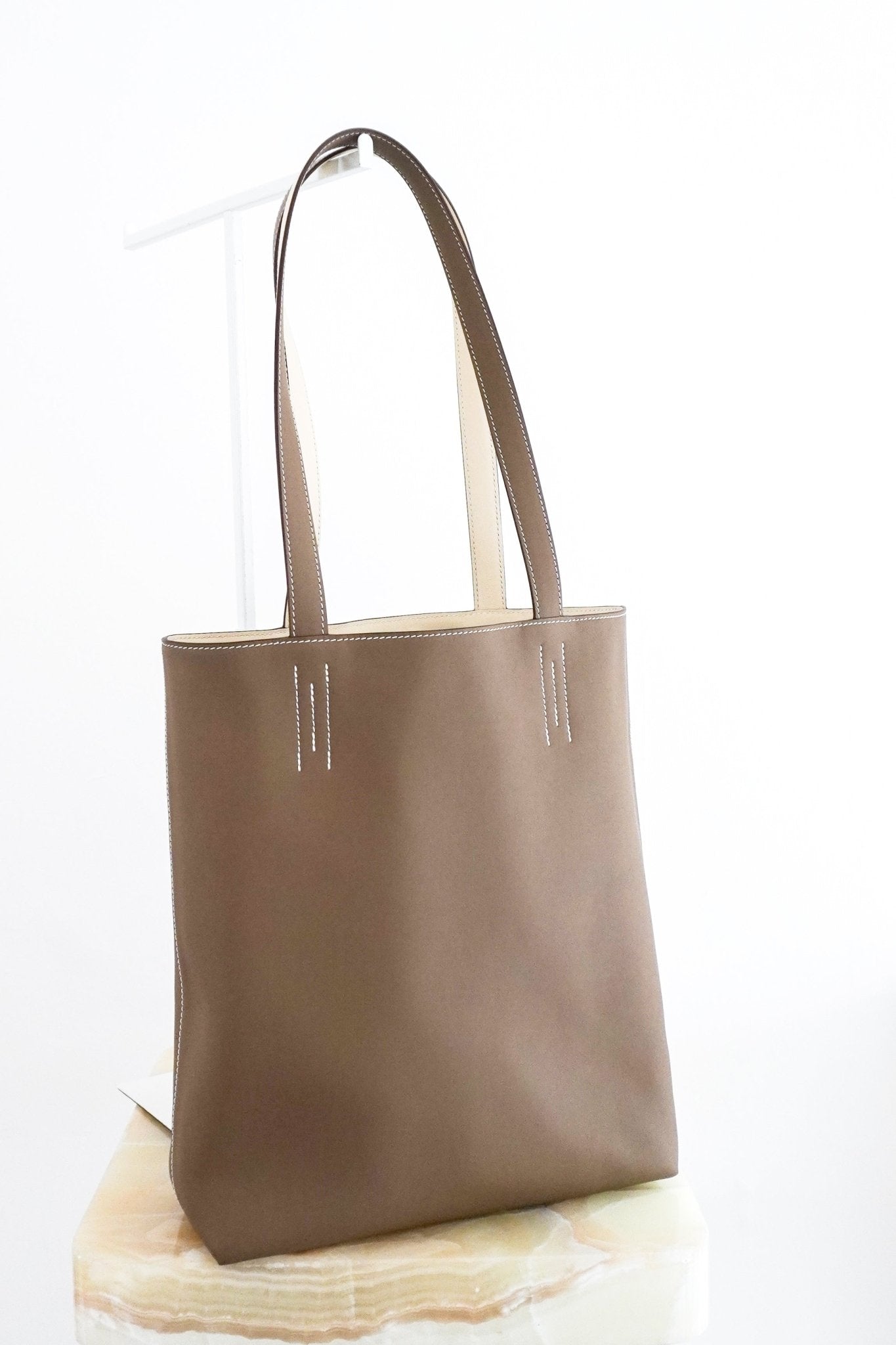 Hermes Double Sens 35 Bicolour Reversible Tote in Etoupe & Craie RRP £3850 | Authentic Preloved - Reloved Again