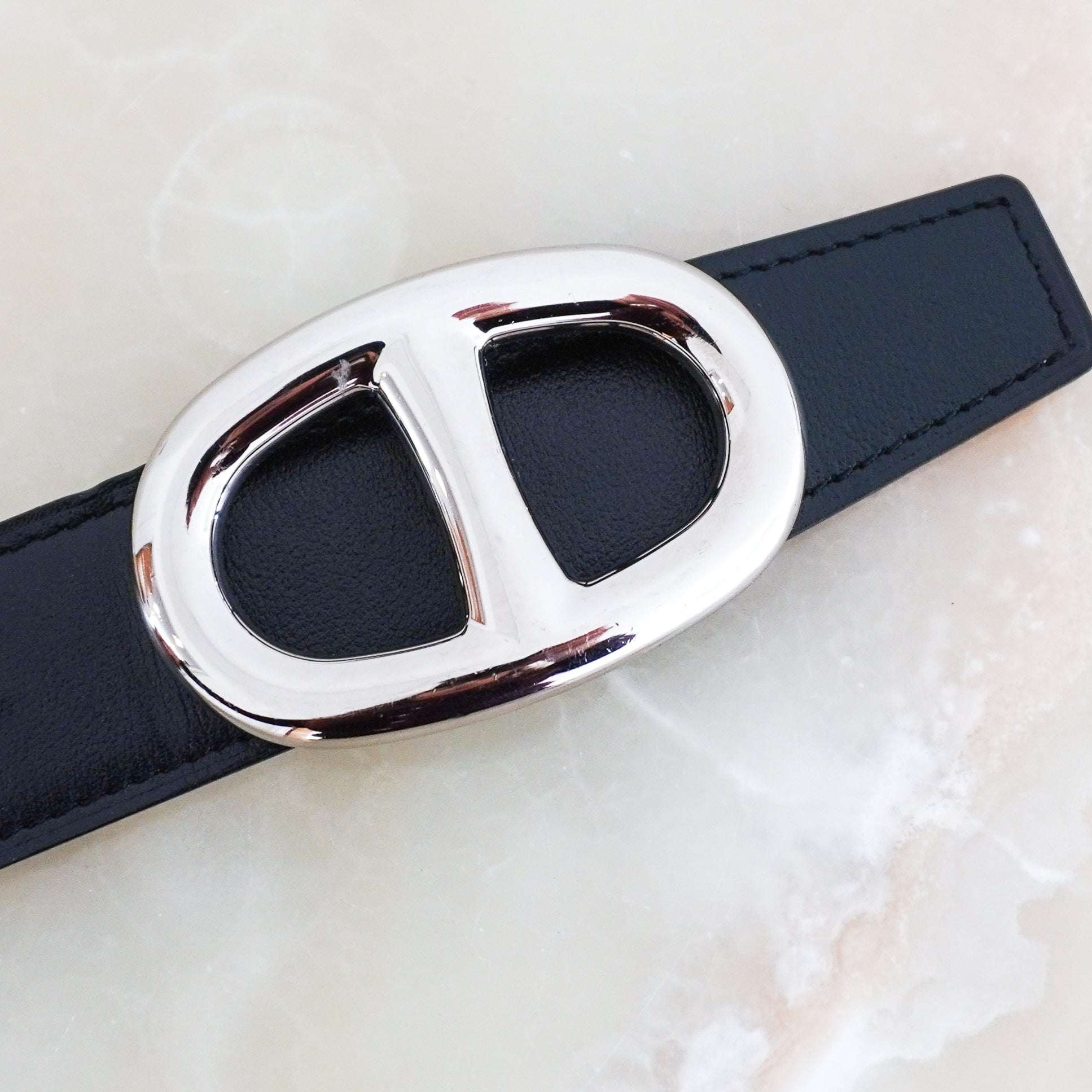 Hermes Reversible Chaine d'Ancre Belt in Navy and Black RRP £900 | Authentic Preloved FINAL SALE