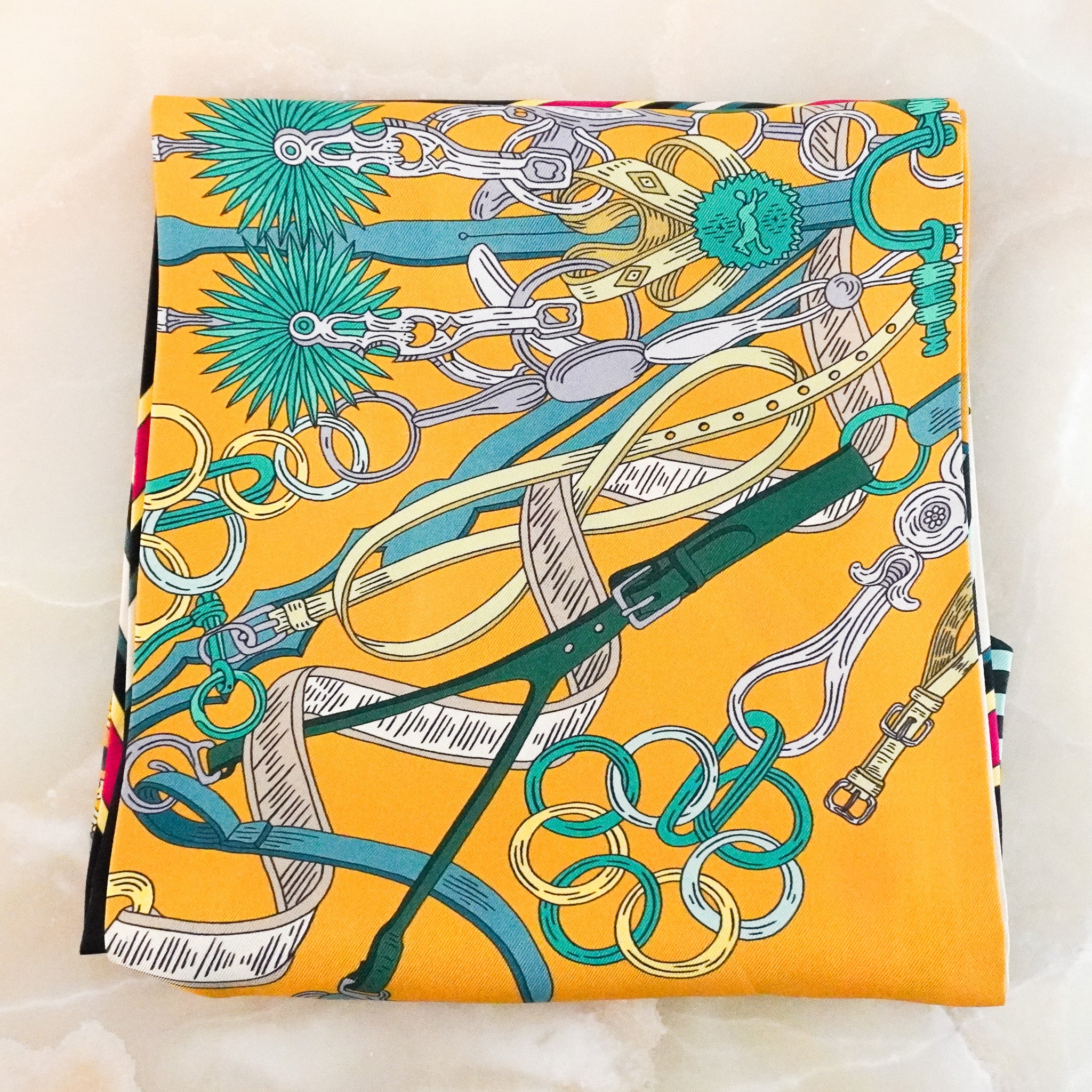 Hermés Silk Multicolour Long Rectangular Printed Scarf RRP £490 | Authentic Preloved - Reloved Again