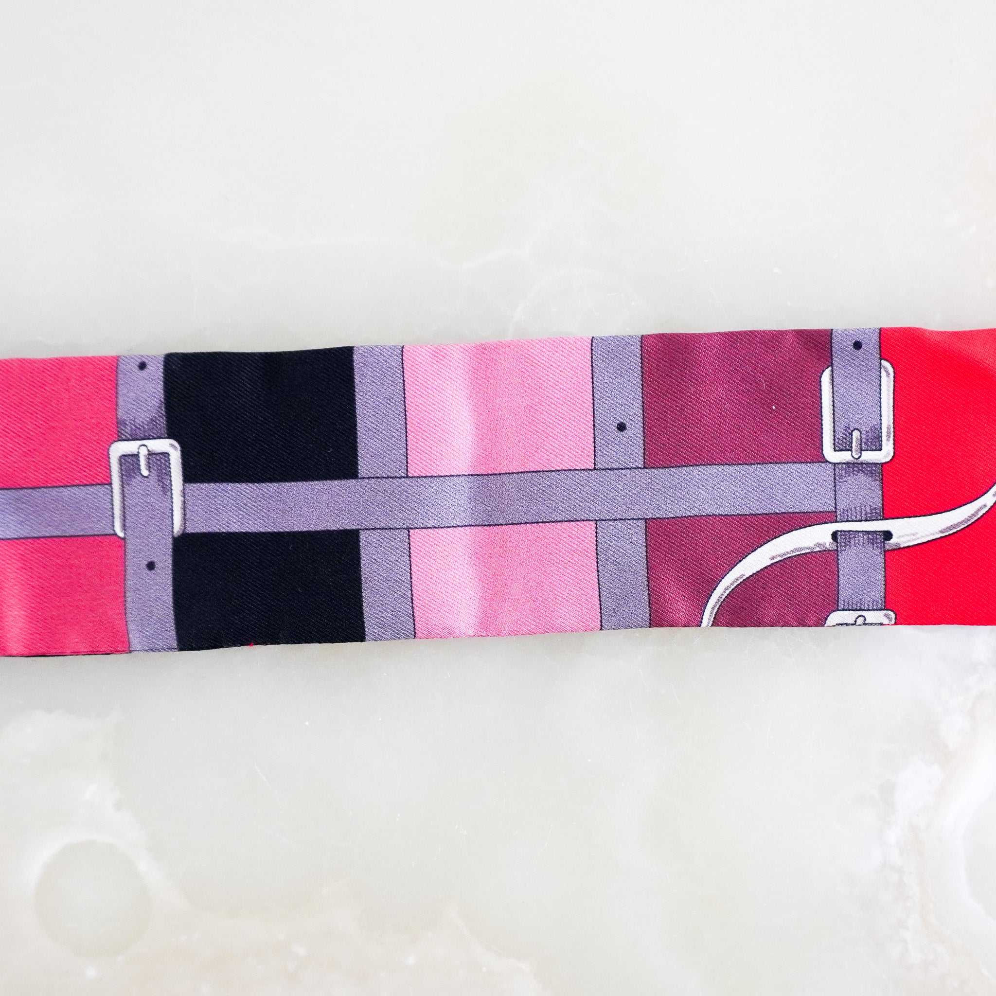 Hermes Silk Printed Buckle Twilly Scarf RRP £191 | Authentic Preloved - Reloved Again