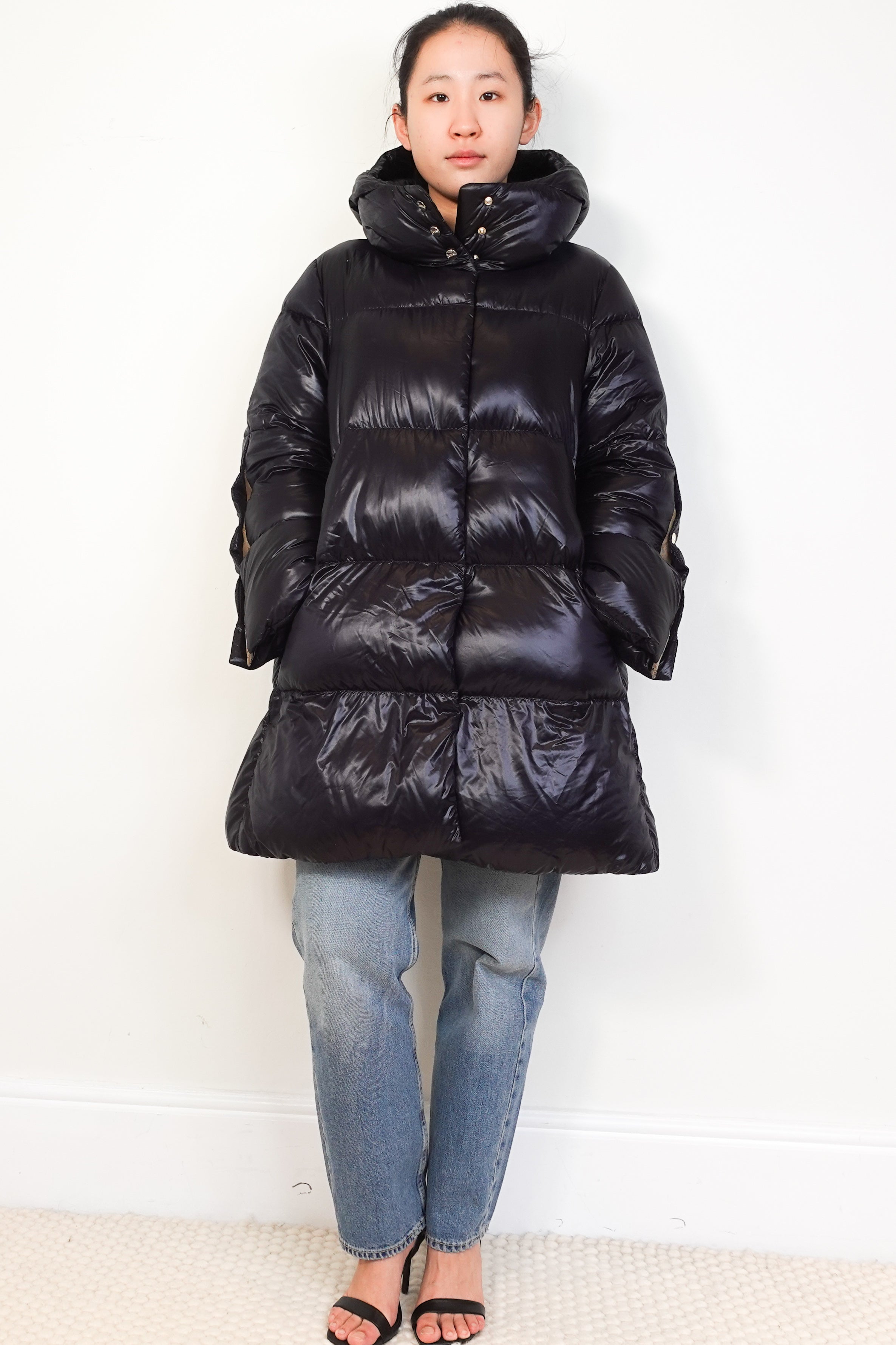 Herno-Black-Padded-Down-Button-Down-Coat-front-picture-Chelsea-London