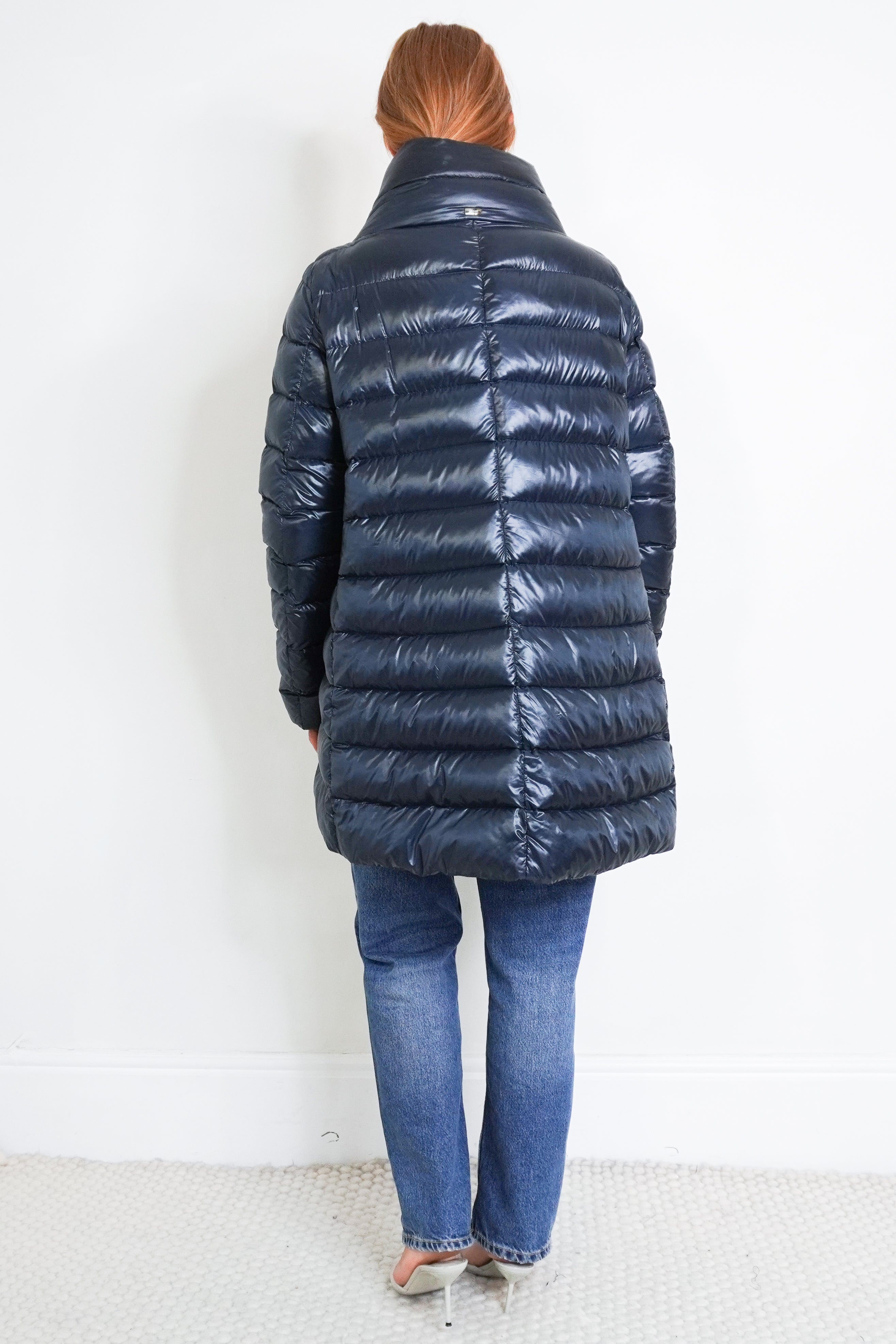Herno Navy Blue Nylon Ultralight Down Jacket back photo chelsea london