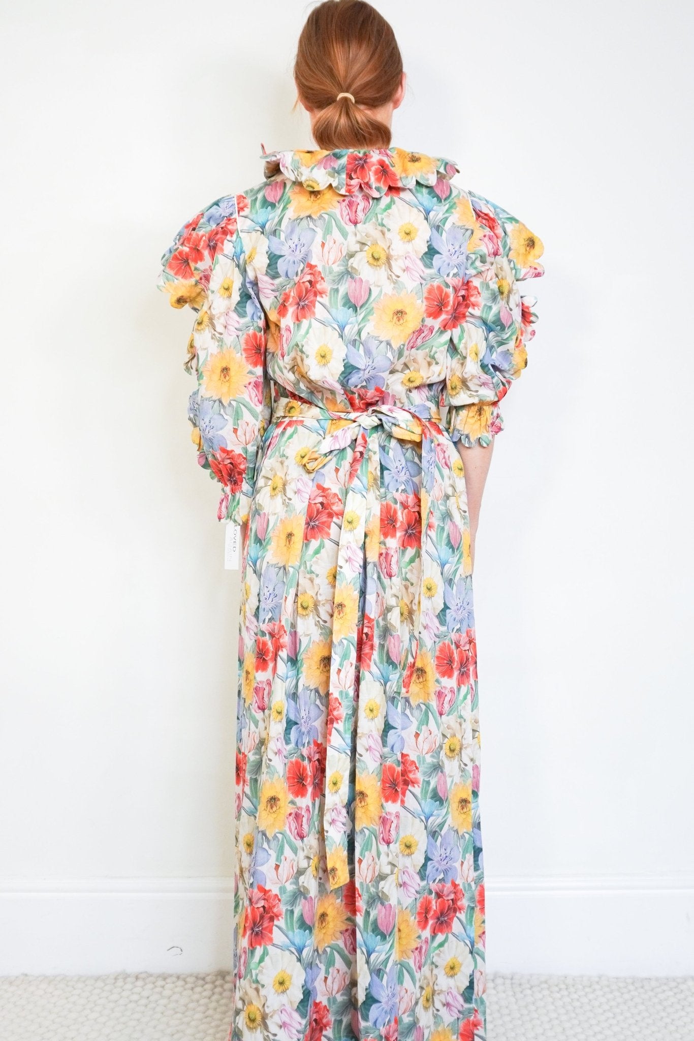 Horror Vacui Floral Cotton Tie-Up Dress back photo chelsea london