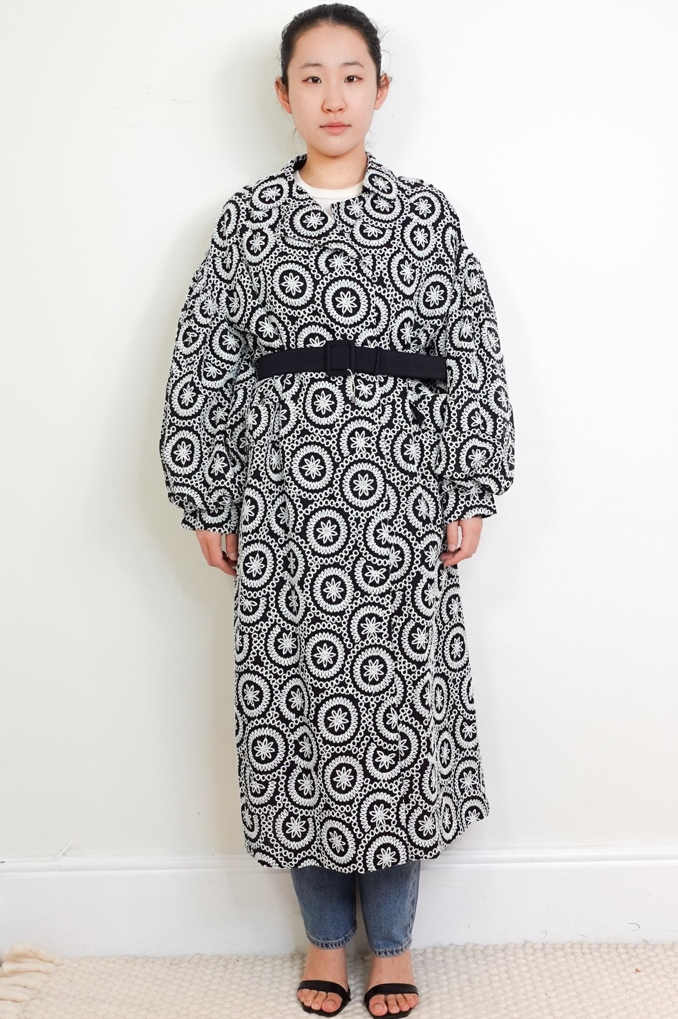 Huishan Zhang Monochrome Sequin Belted Coat RRP £2195 | Authentic Preloved - Reloved Again