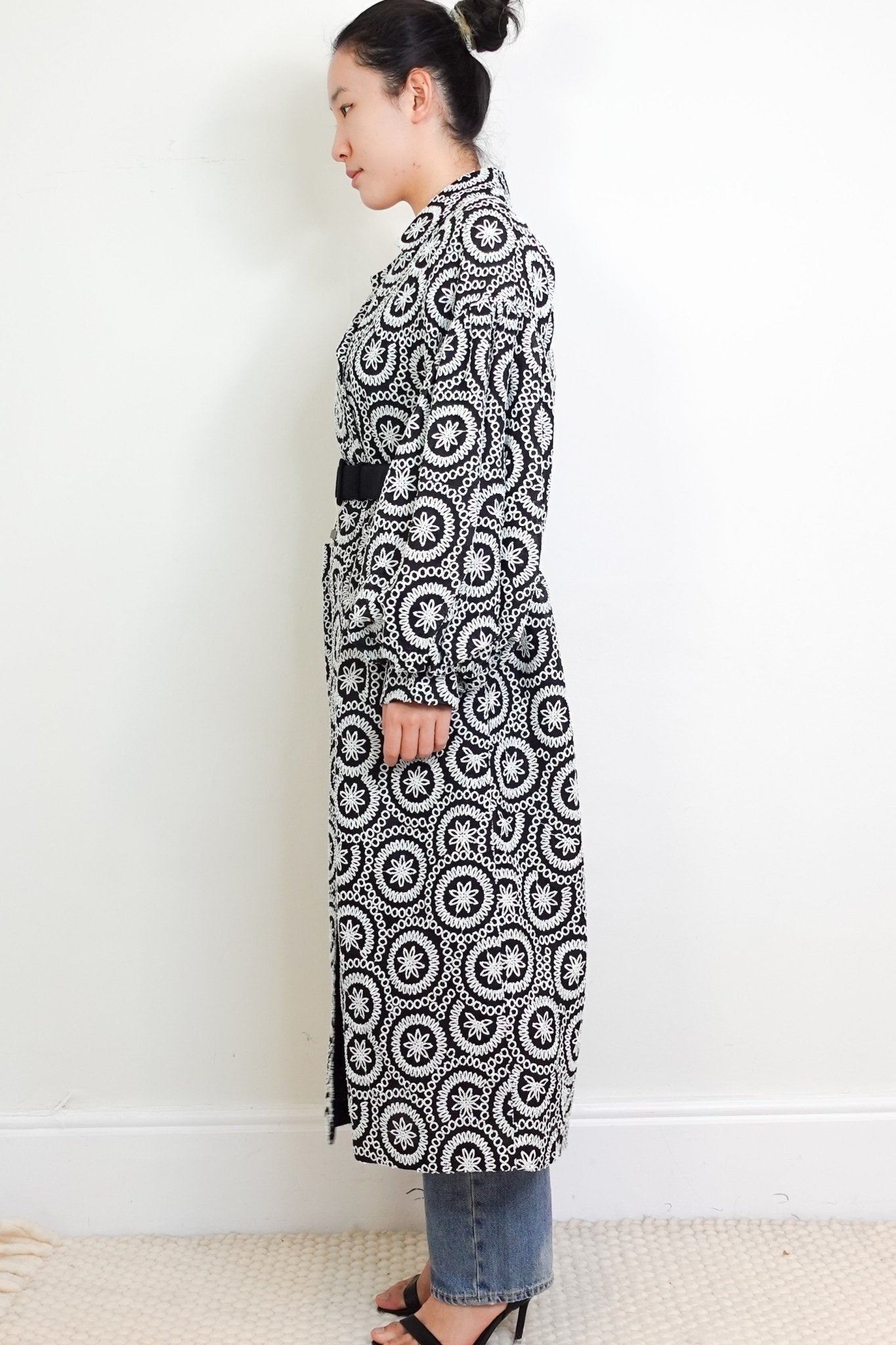 Huishan Zhang Monochrome Sequin Belted Coat RRP £2195 | Authentic Preloved - Reloved Again