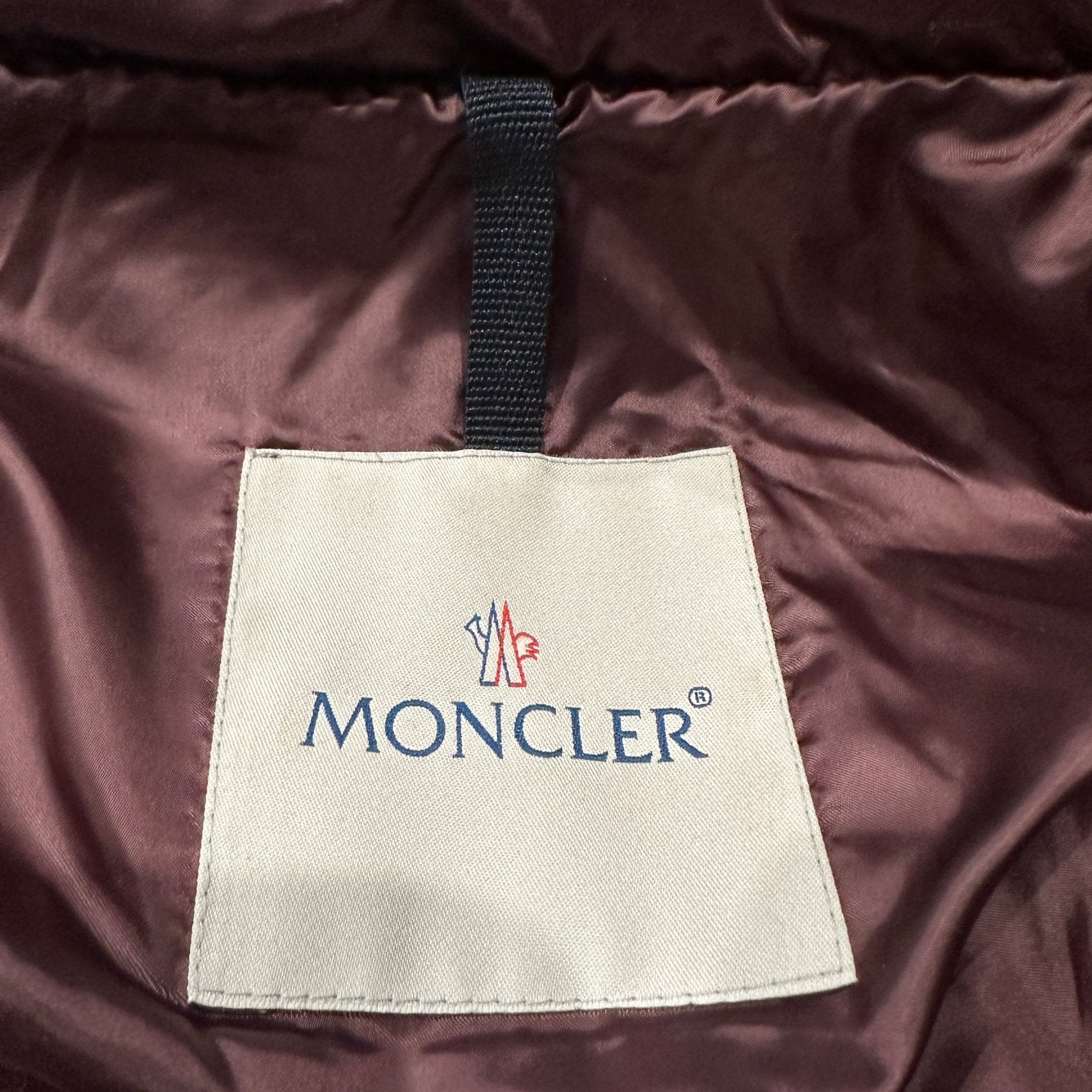 Moncler Burgundy Doren Fur Puffer Jacket RRP £1800 | Authentic Preloved - Reloved Again