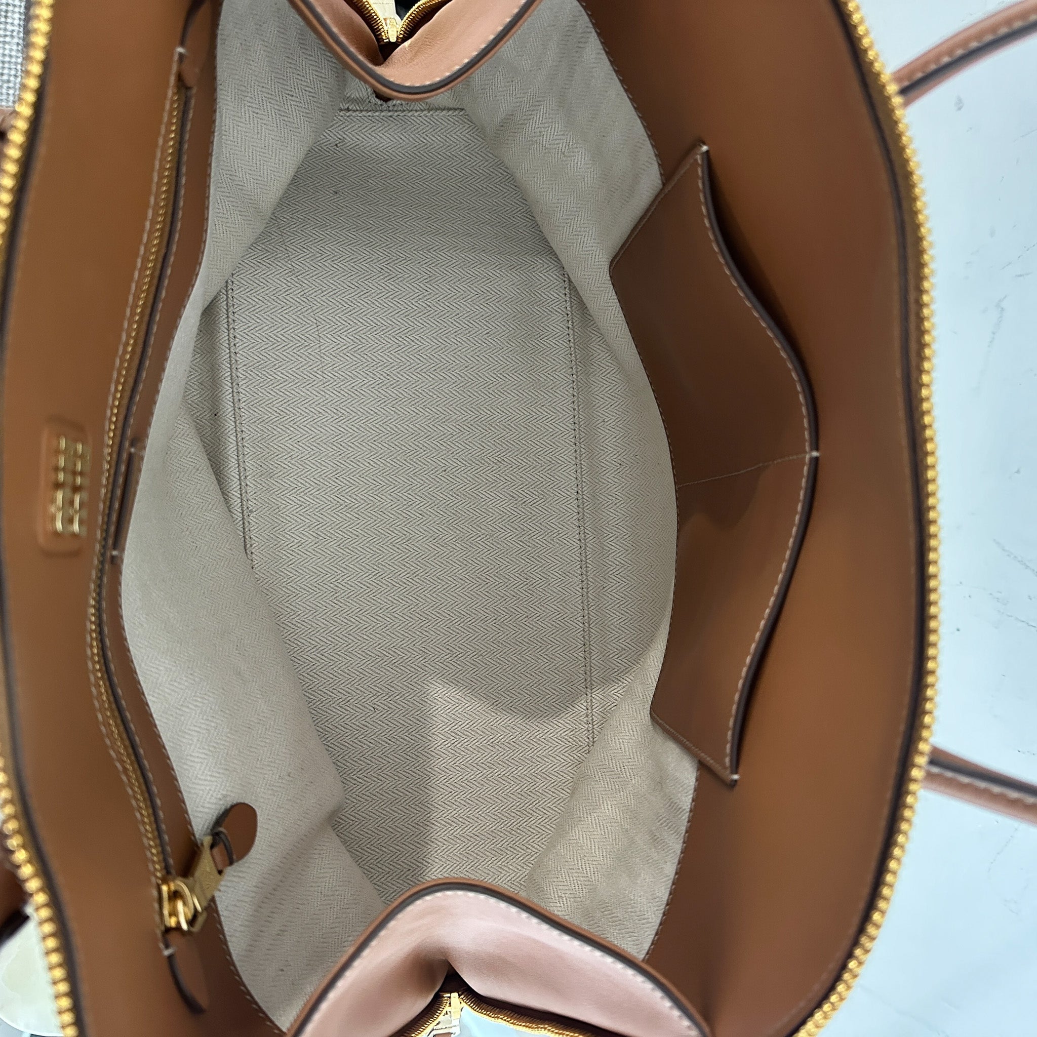 Miu Miu Logo Embossed Shoulder Bag in Camel Brown RRP £3600 | Authentic Preloved - Reloved Again