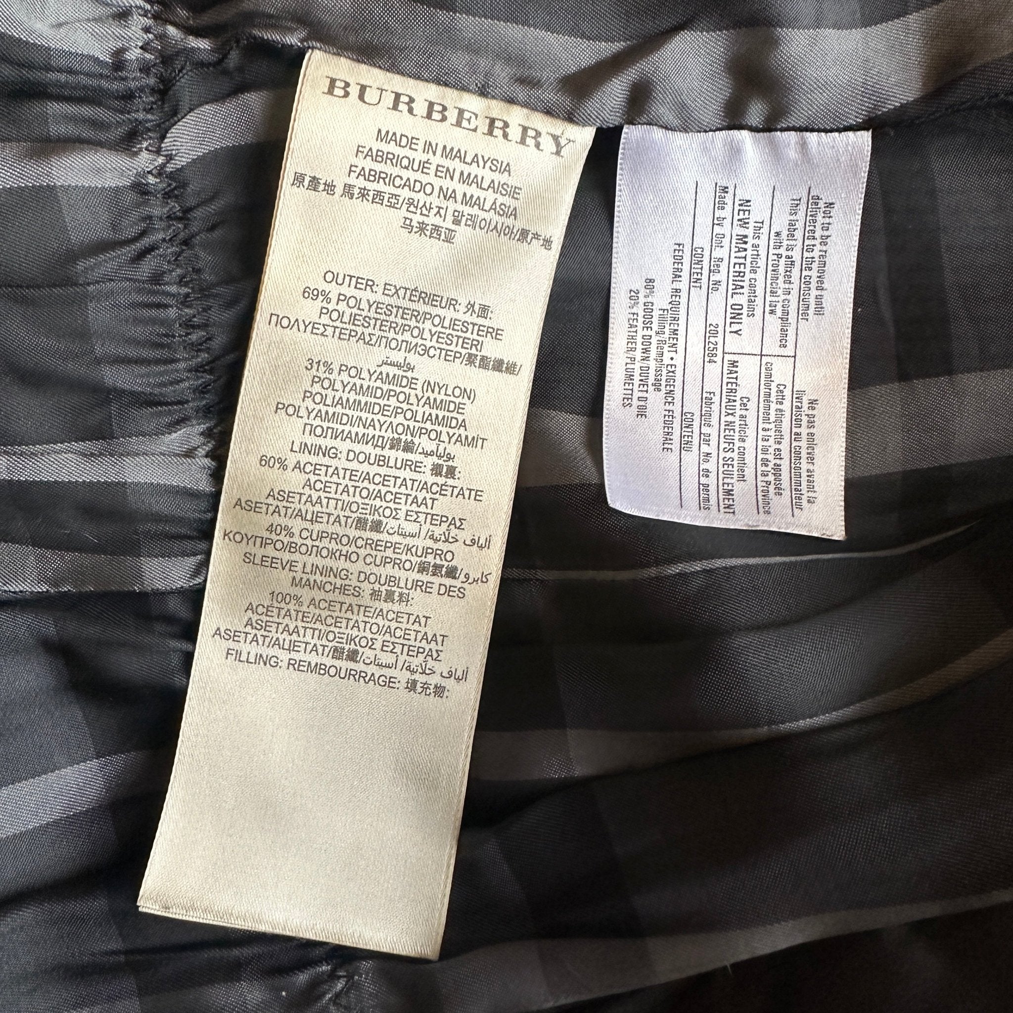 Burberry Black Puffer Down Jacket RRP £1200 | Authentic Preloved