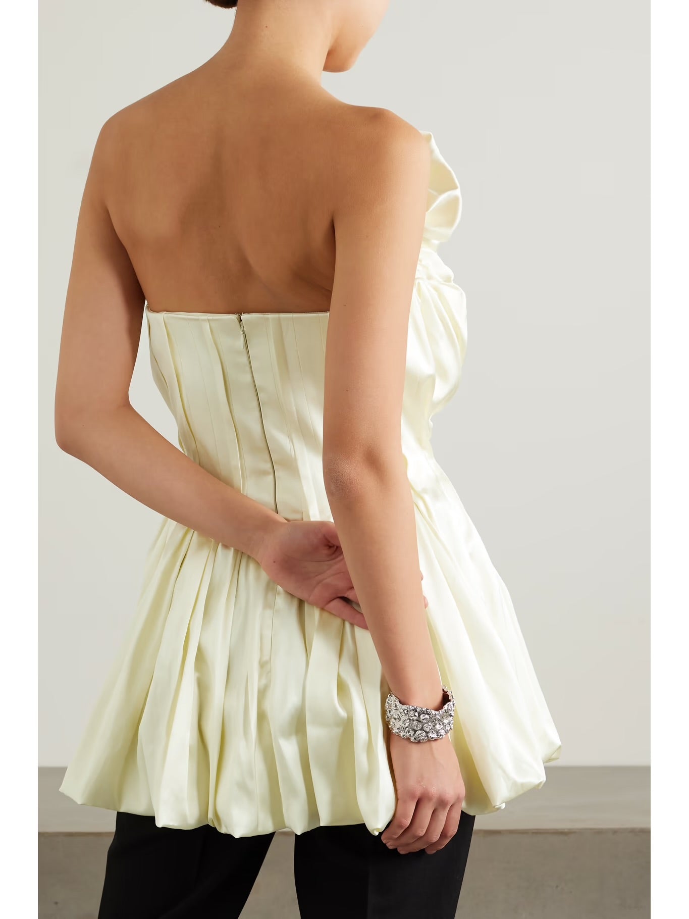 Raynara strapless gathered satin top RRP £1500