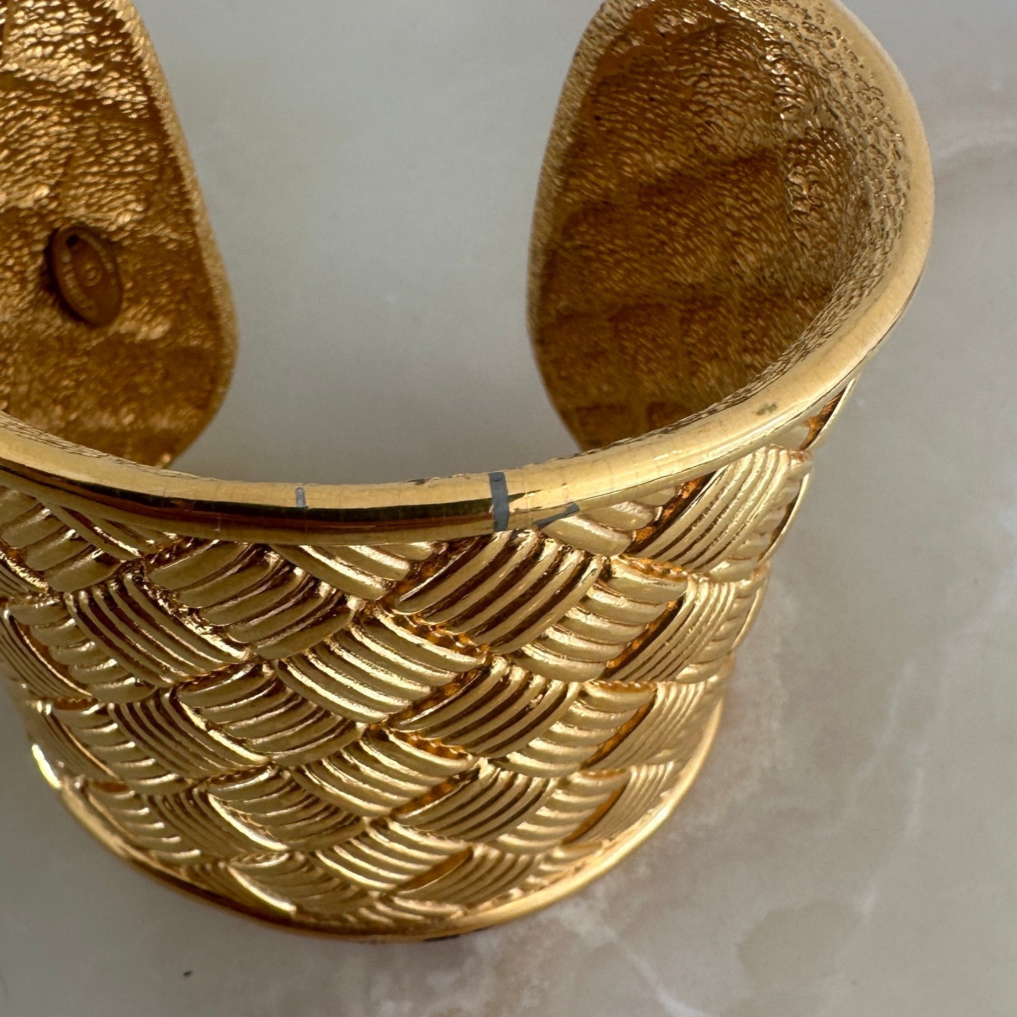 Chanel Vintage Embossed Interwoven Gold Plated Bangle RRP £1800 | Authentic Preloved FINAL SALE - Reloved Again