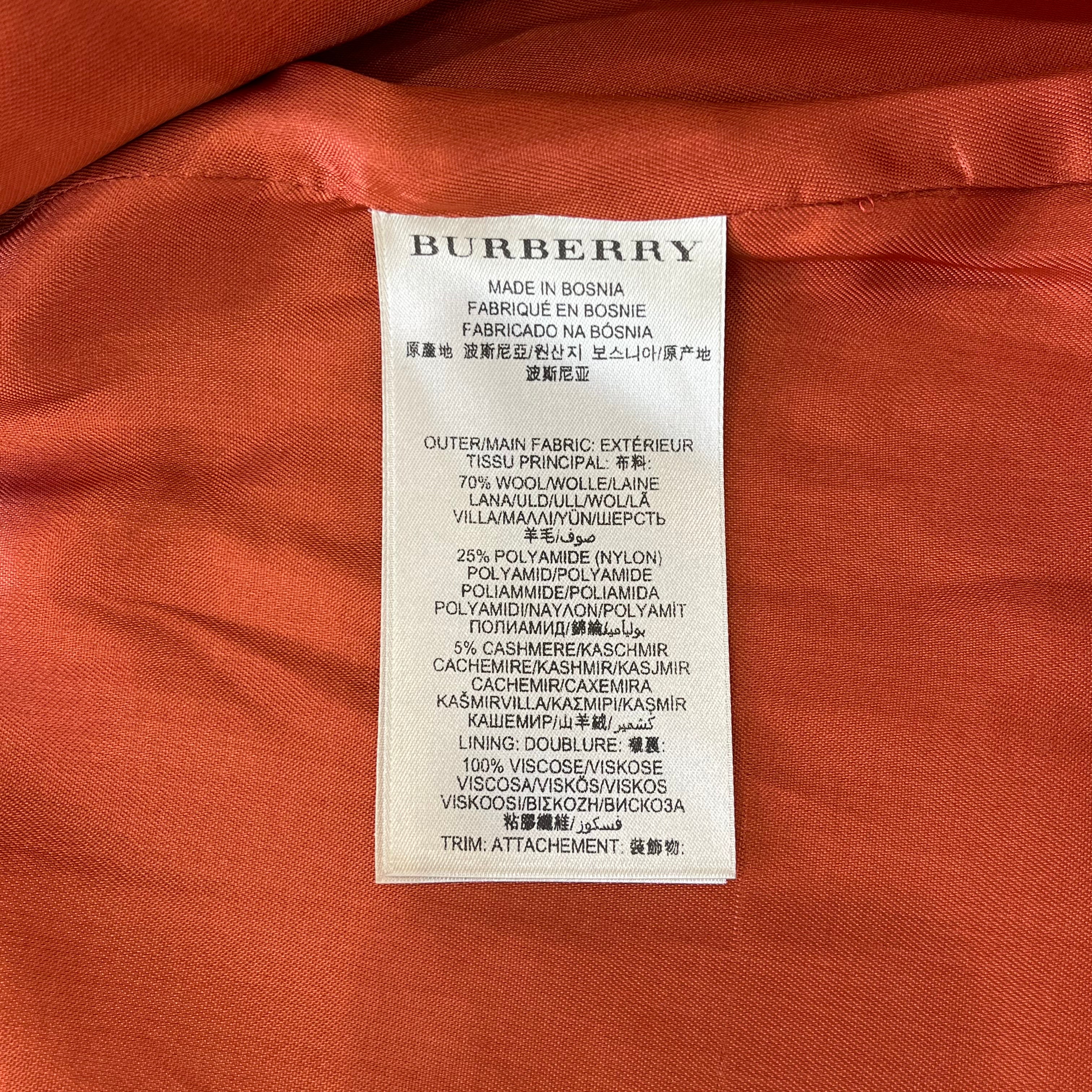 Burberry Brit Orange Wool Trench Coat (RRP £1000) | Authentic Preloved