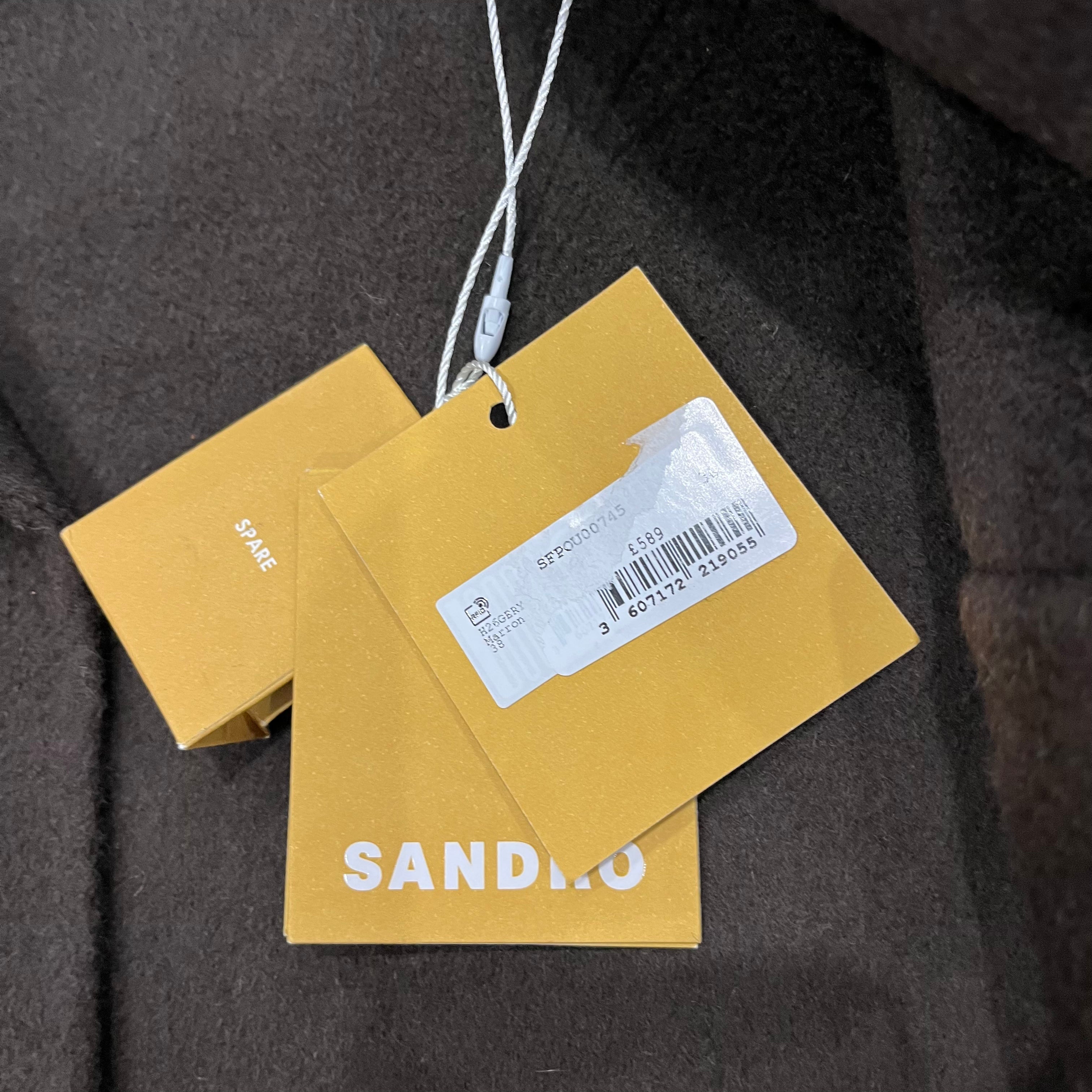 NWT Sandro Leather Collar Coat (RRP £590) | Authentic Preloved